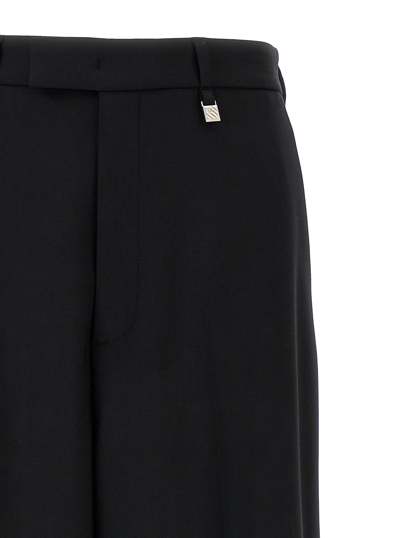 Black Virgin Wool Casual Pants