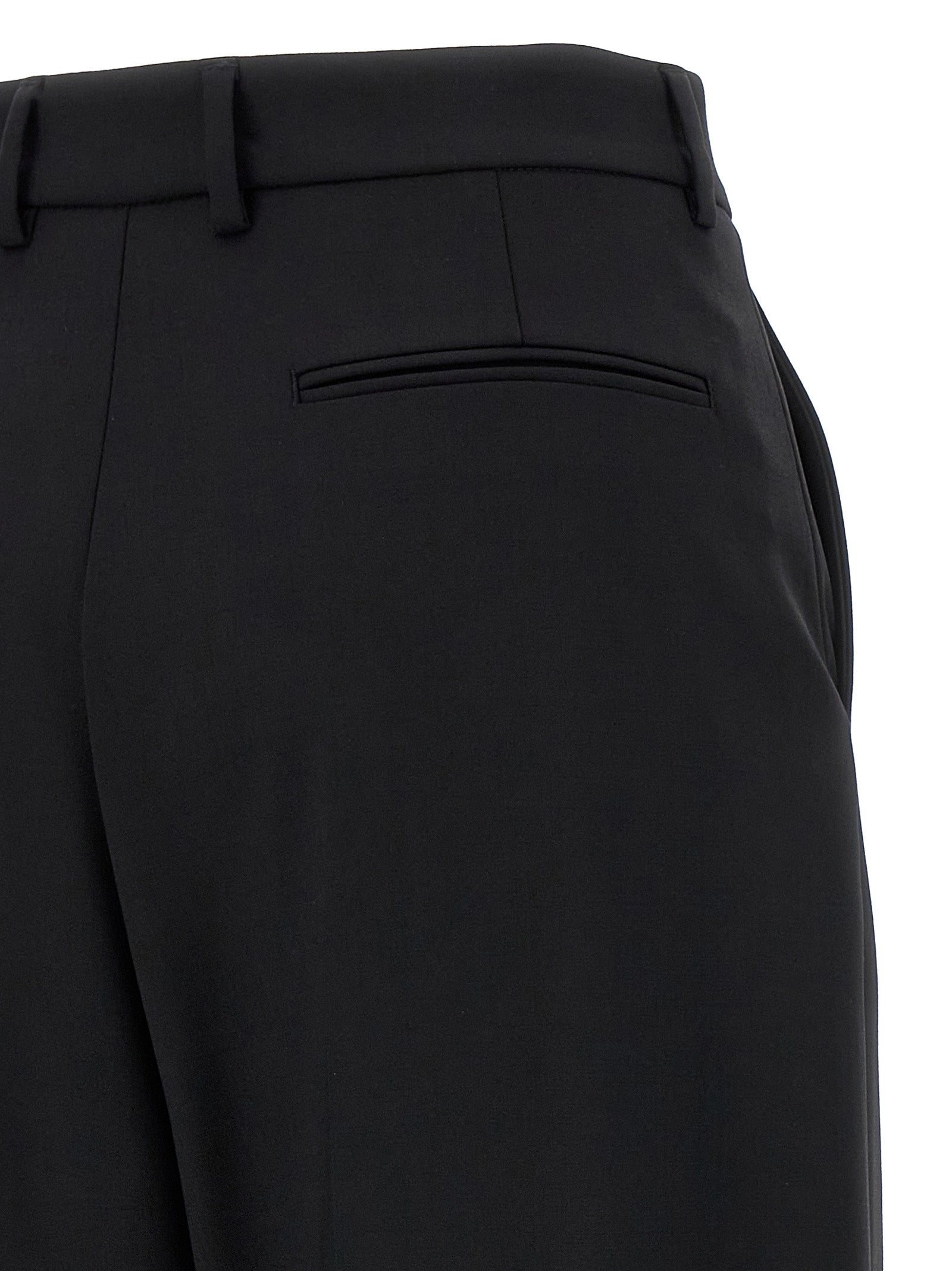 Black Virgin Wool Casual Pants