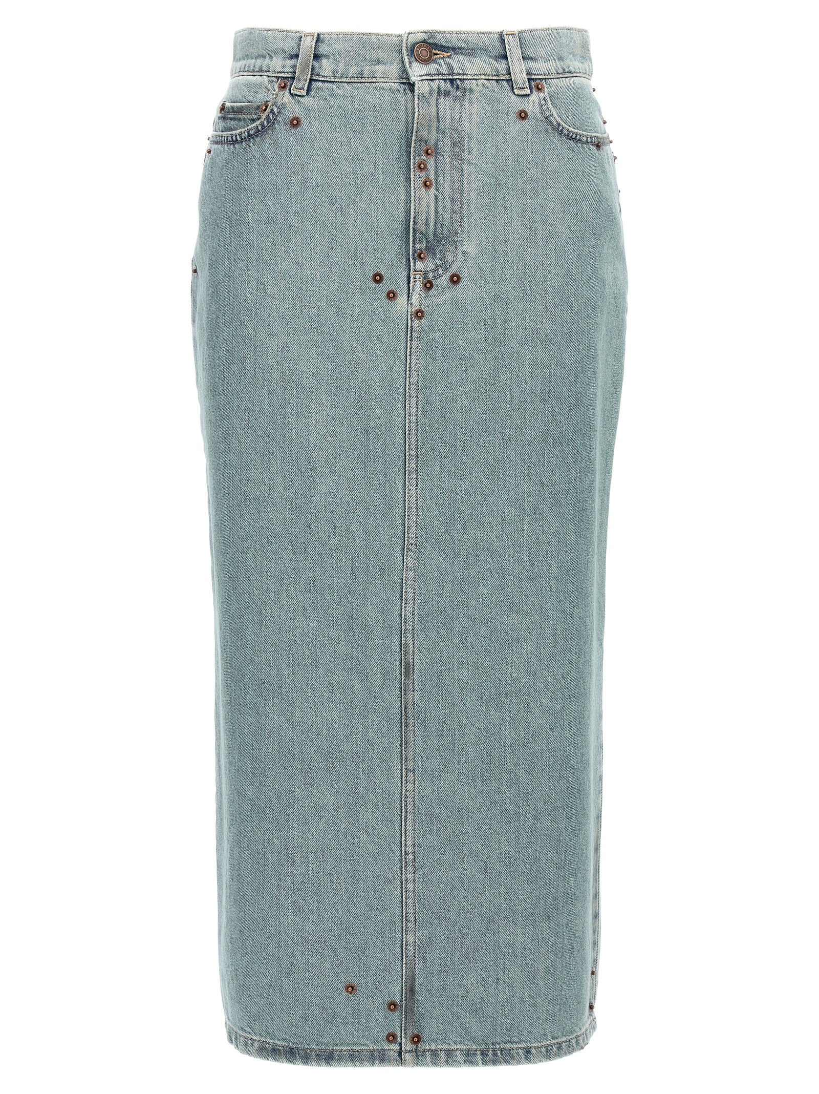 Blue Cotton Midi Skirt