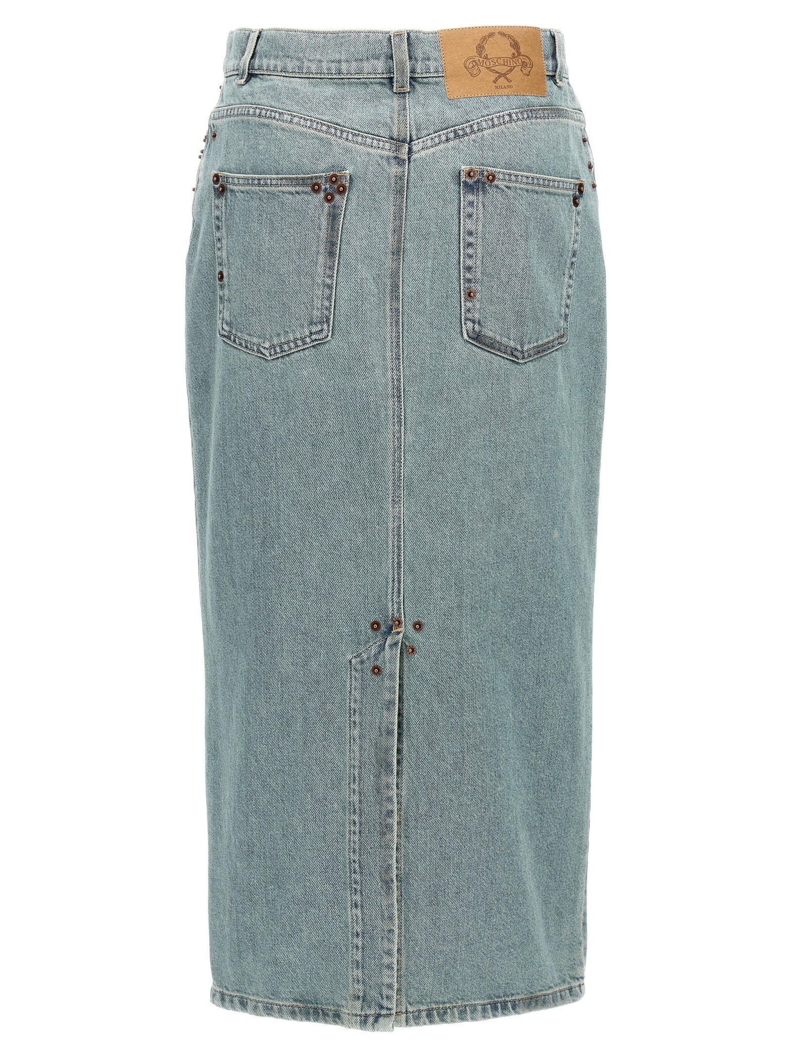Blue Cotton Midi Skirt