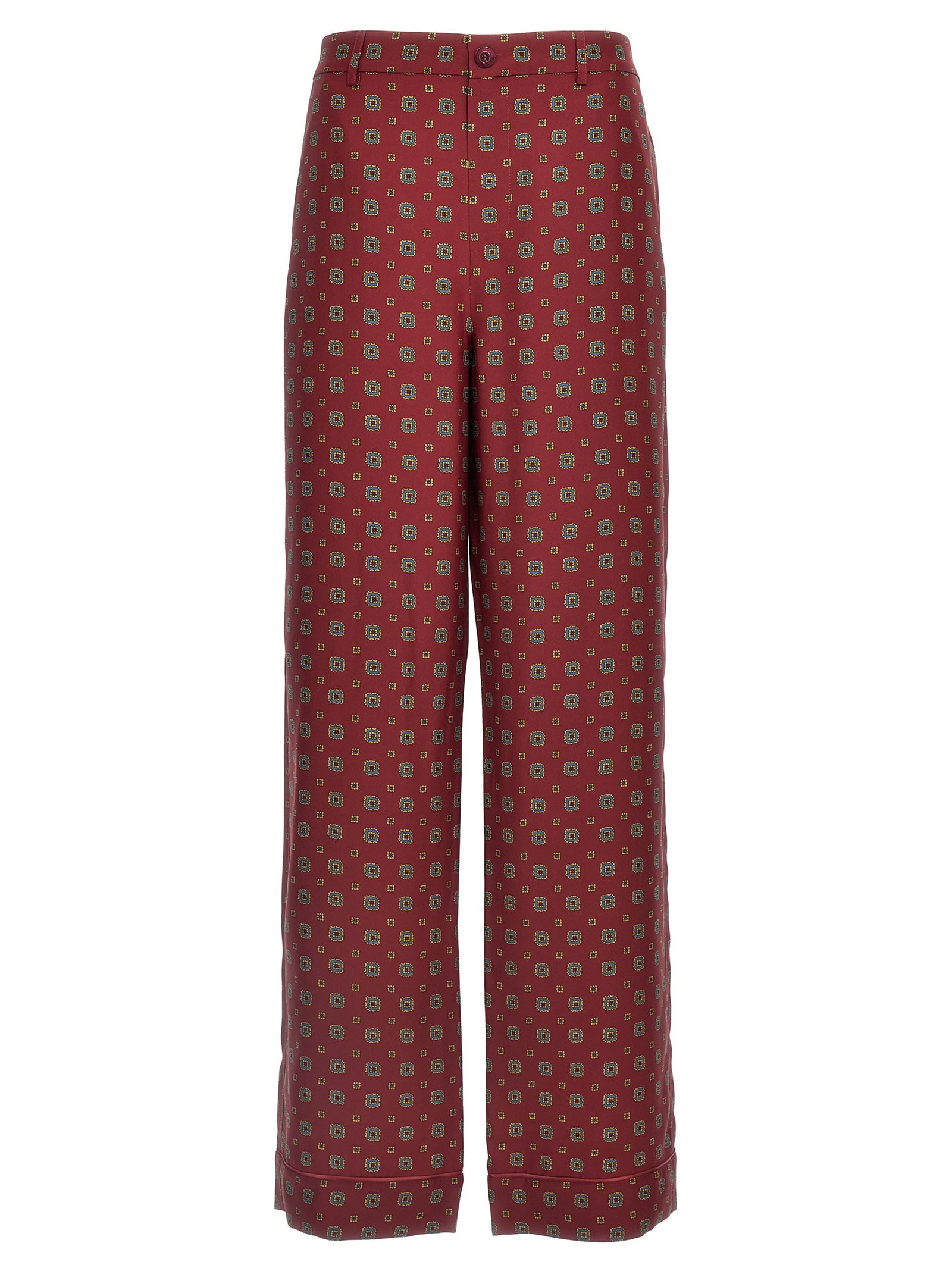 Bordeaux Silk Casual Pants