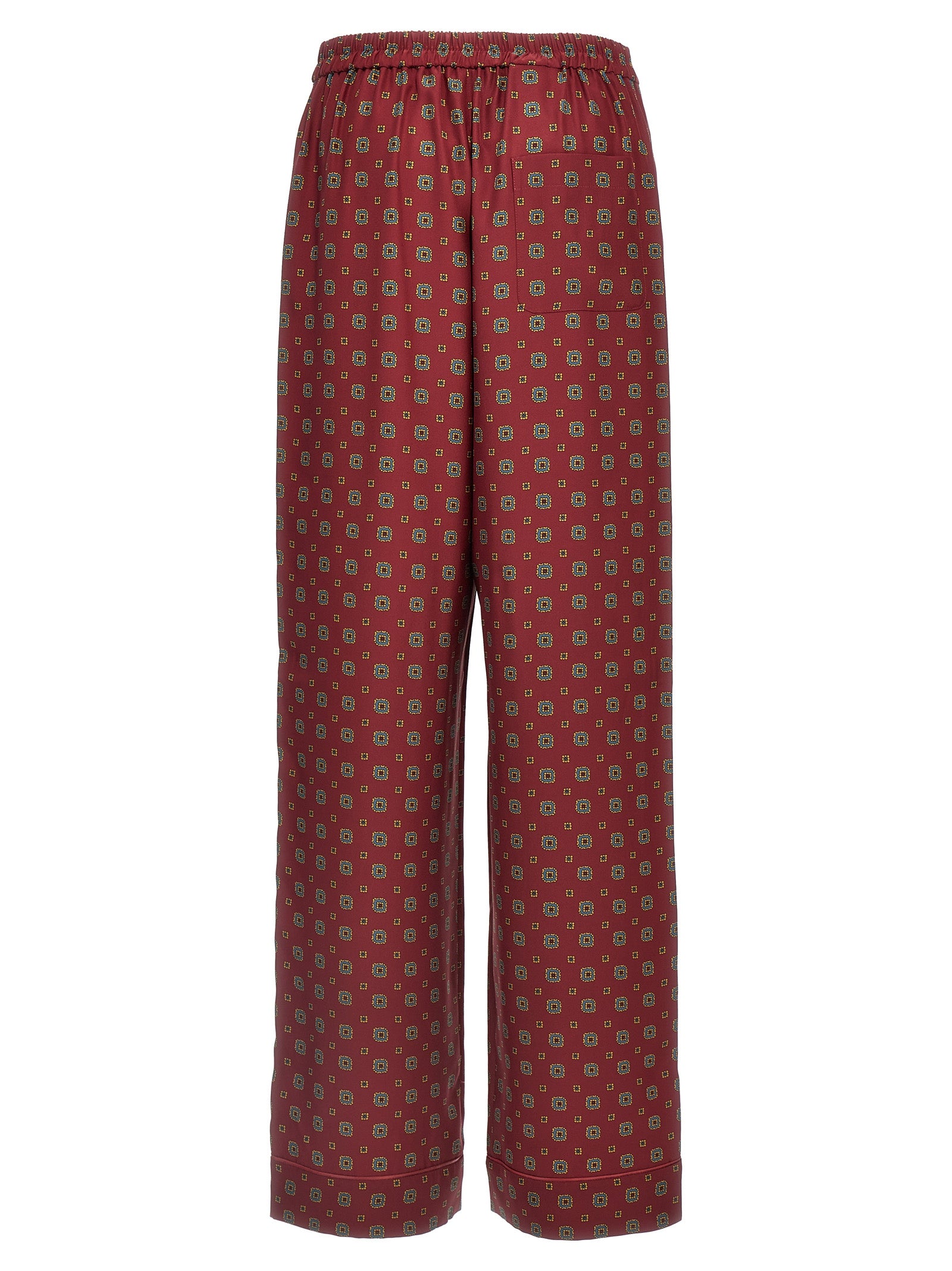 Bordeaux Silk Casual Pants