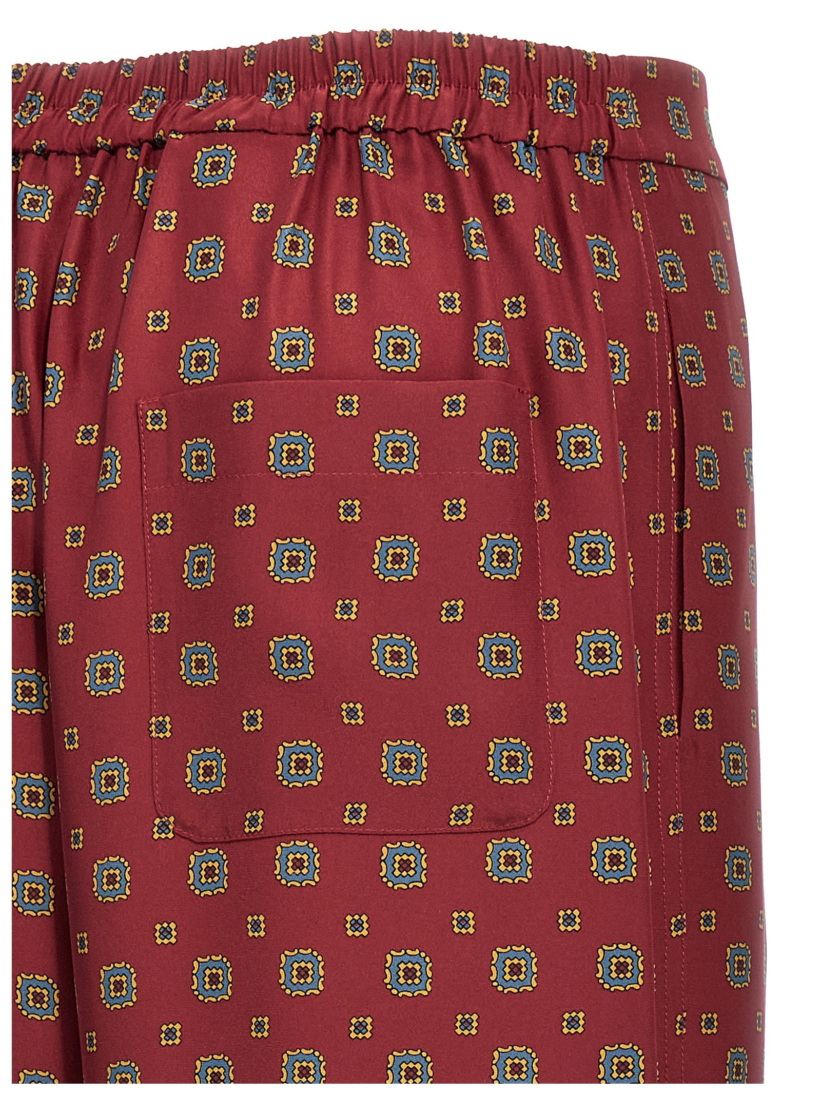 Bordeaux Silk Casual Pants