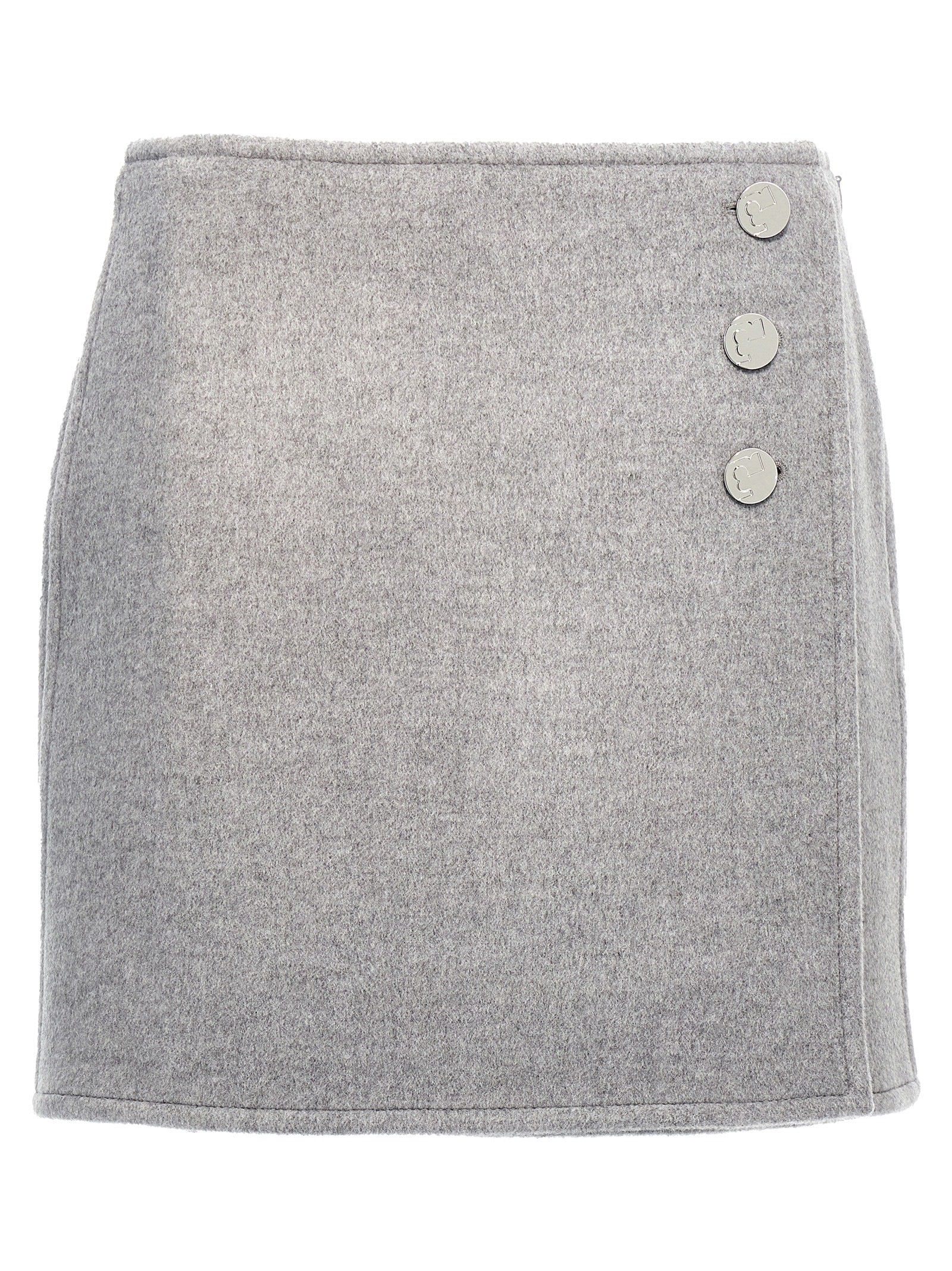 Gray Wool Long Skirt