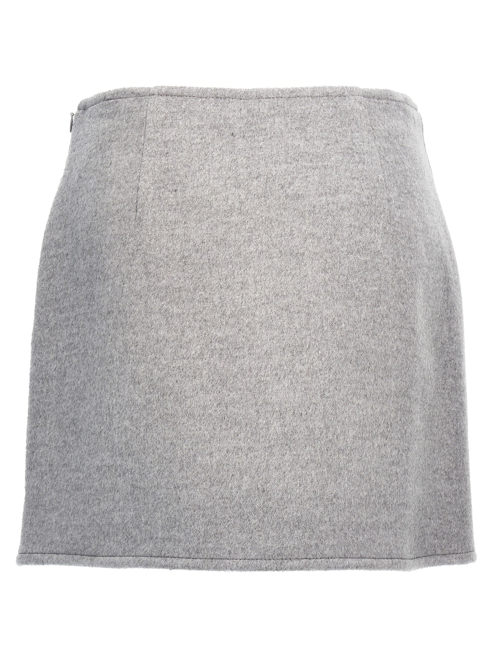 Gray Wool Long Skirt