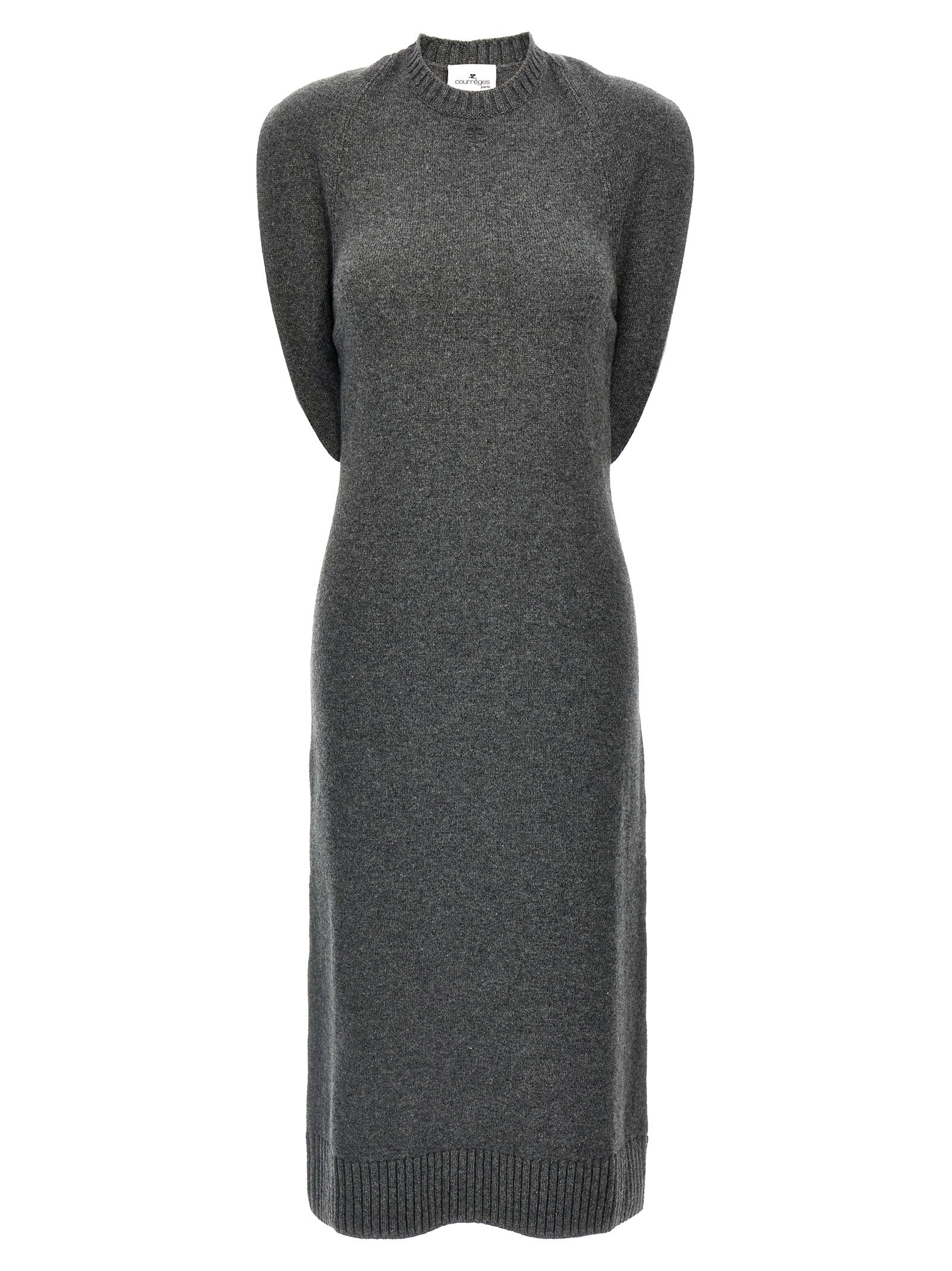 Gray Wool Midi Dress