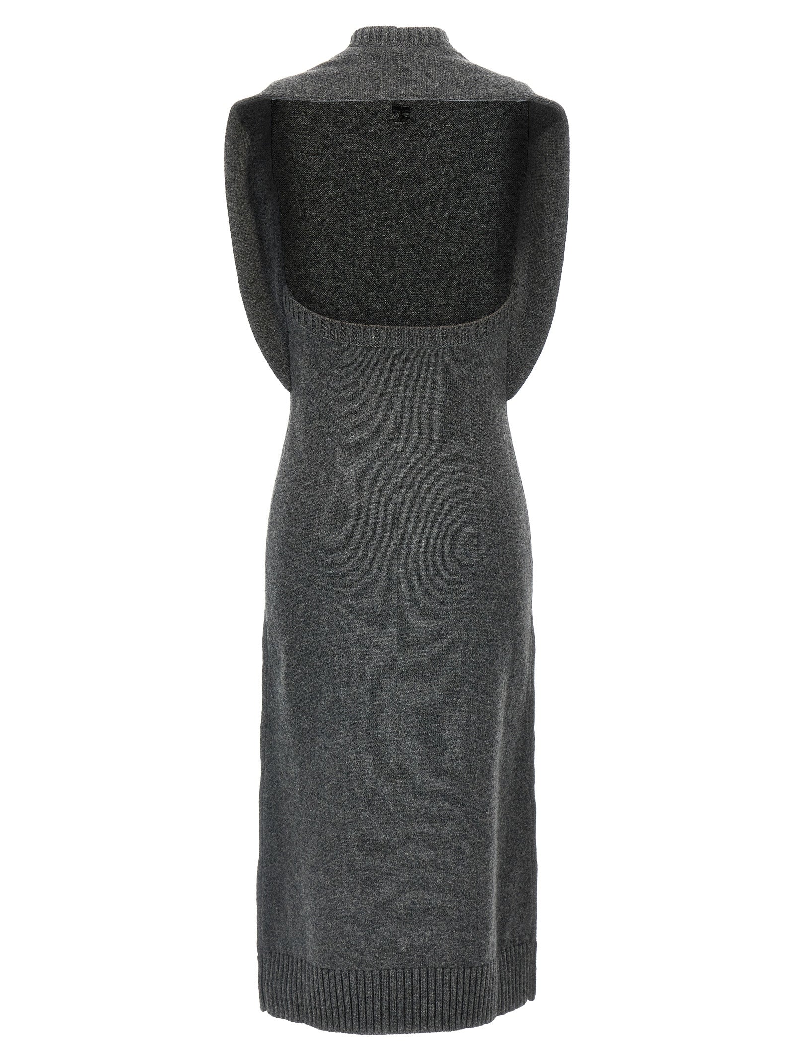 Gray Wool Midi Dress