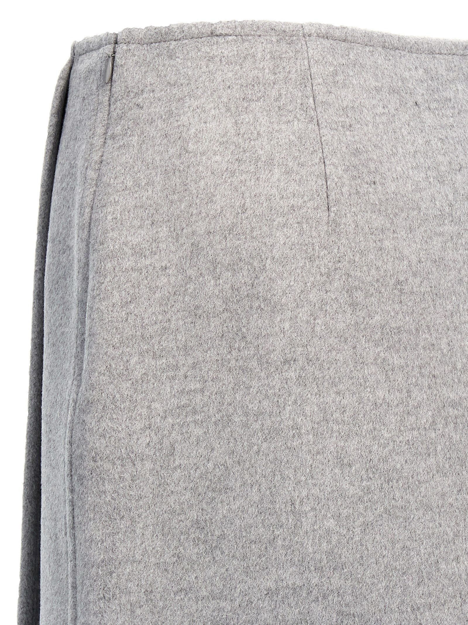 Gray Wool Long Skirt