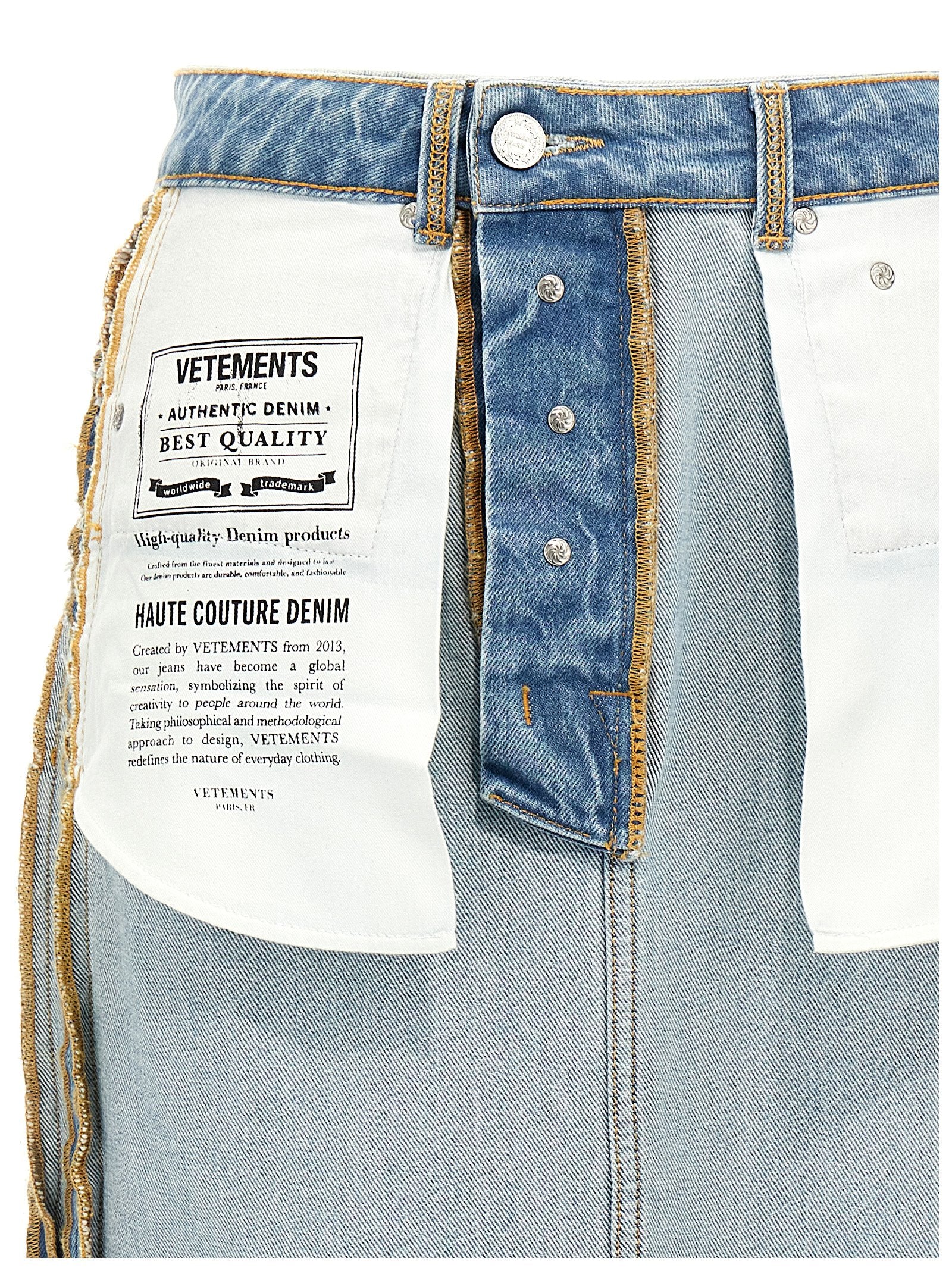 Blue Cotton Mini Skirt