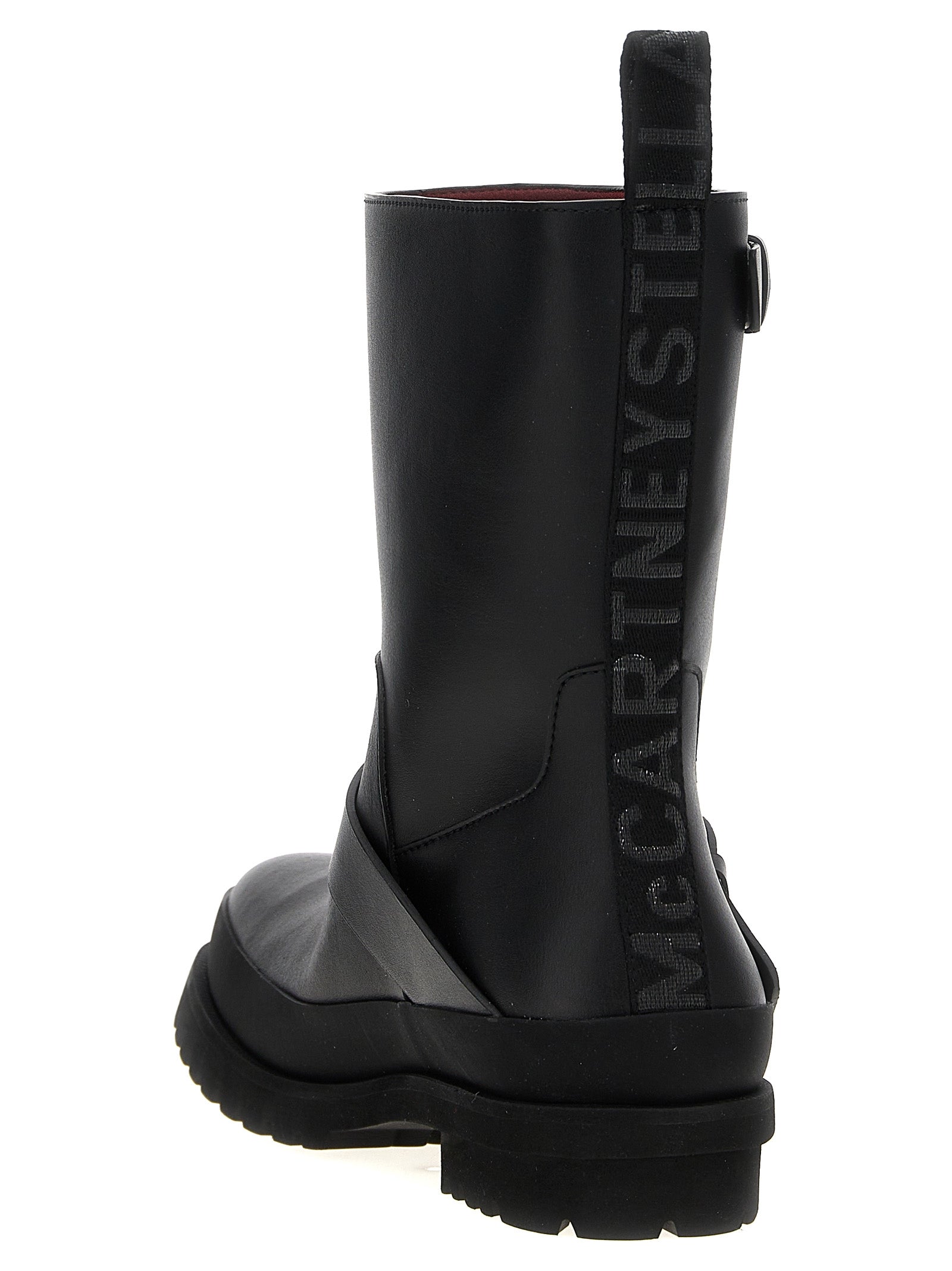 Black Polyester Ankle Boots