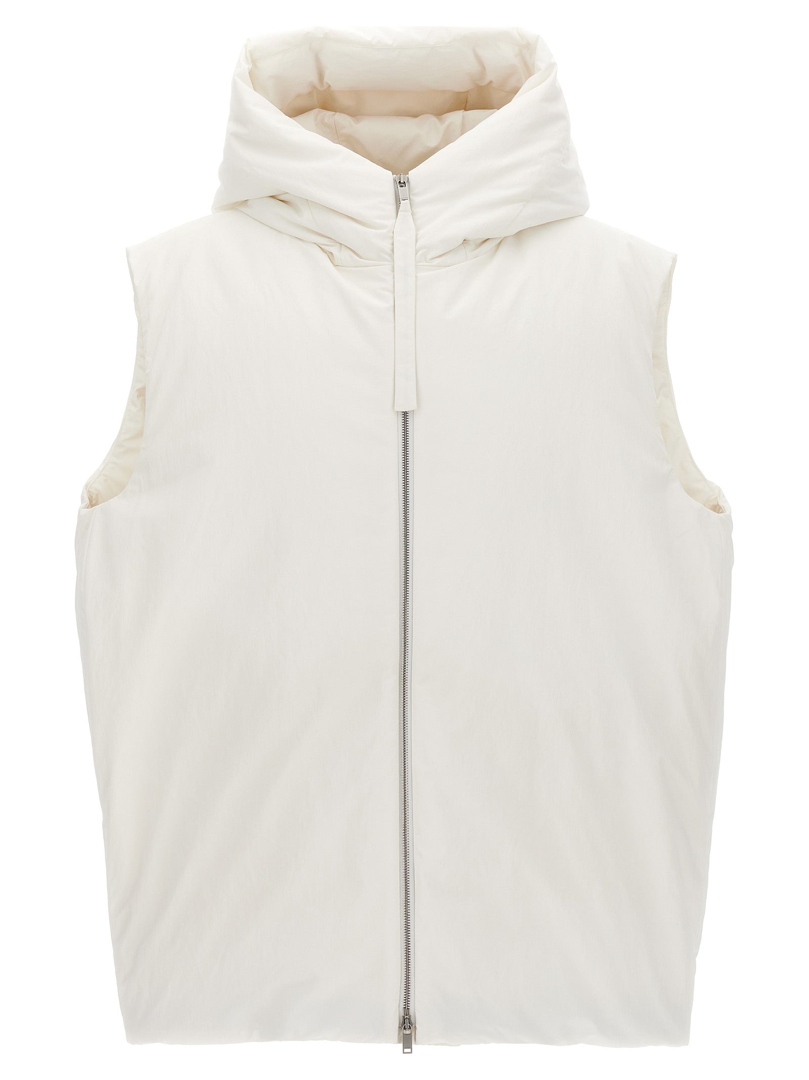 White Polyester Sleeveless Jacket