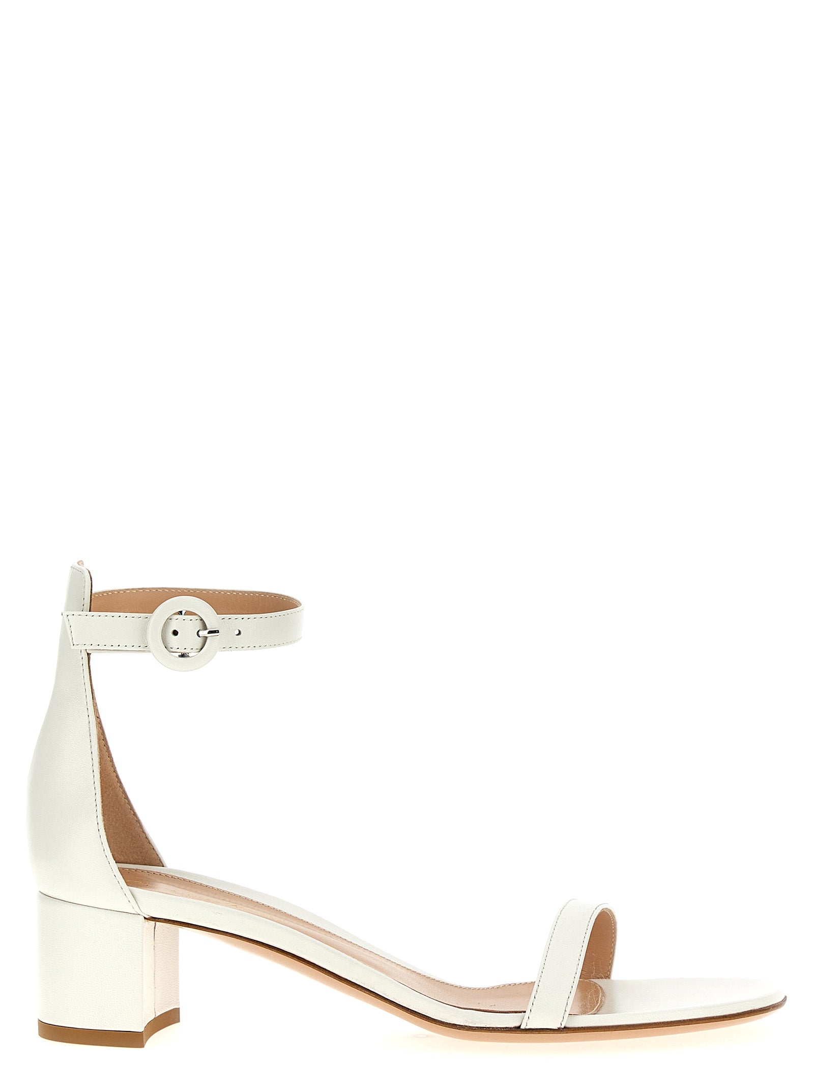 White Leather Flat Sandals