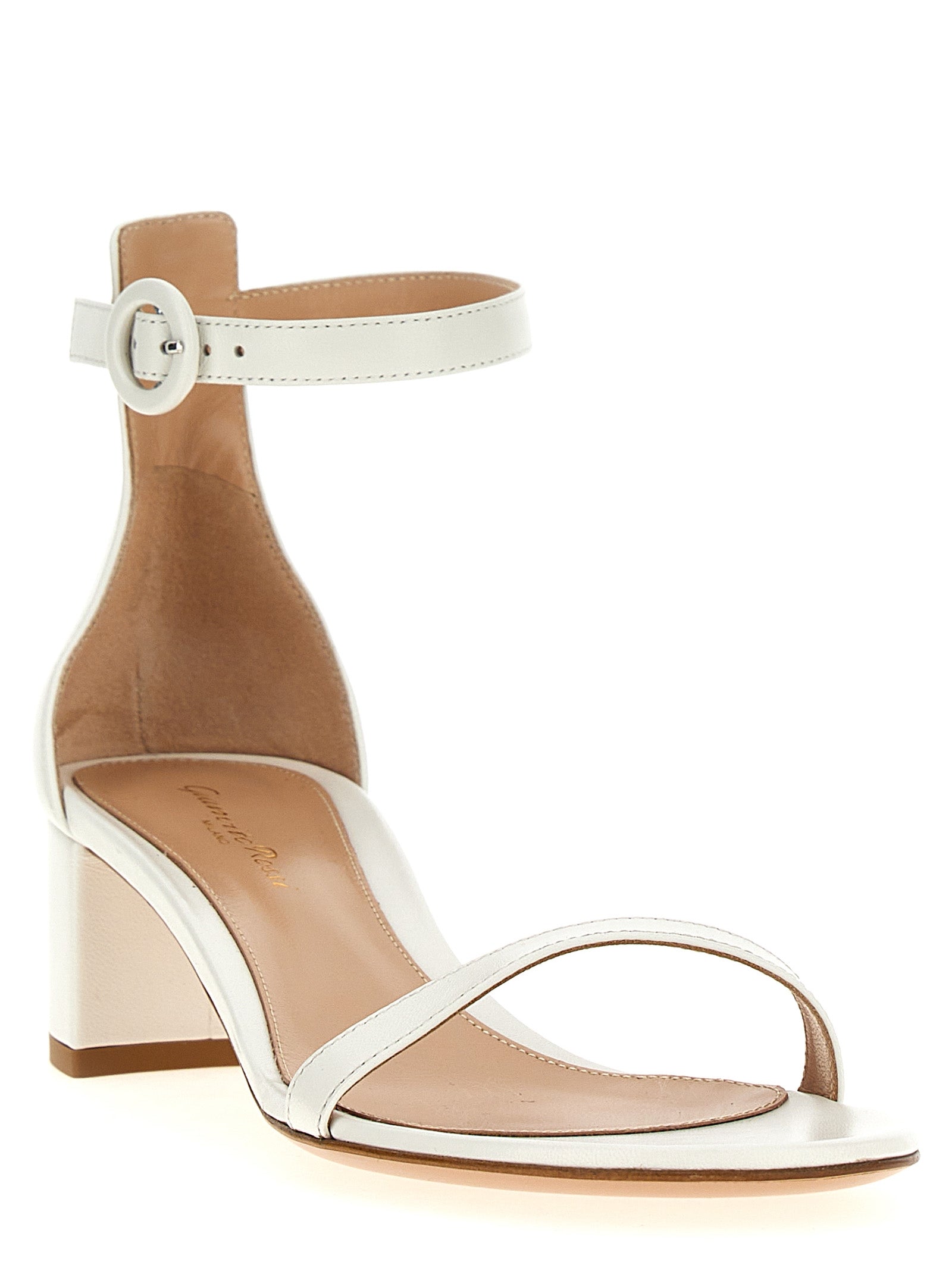White Leather Flat Sandals