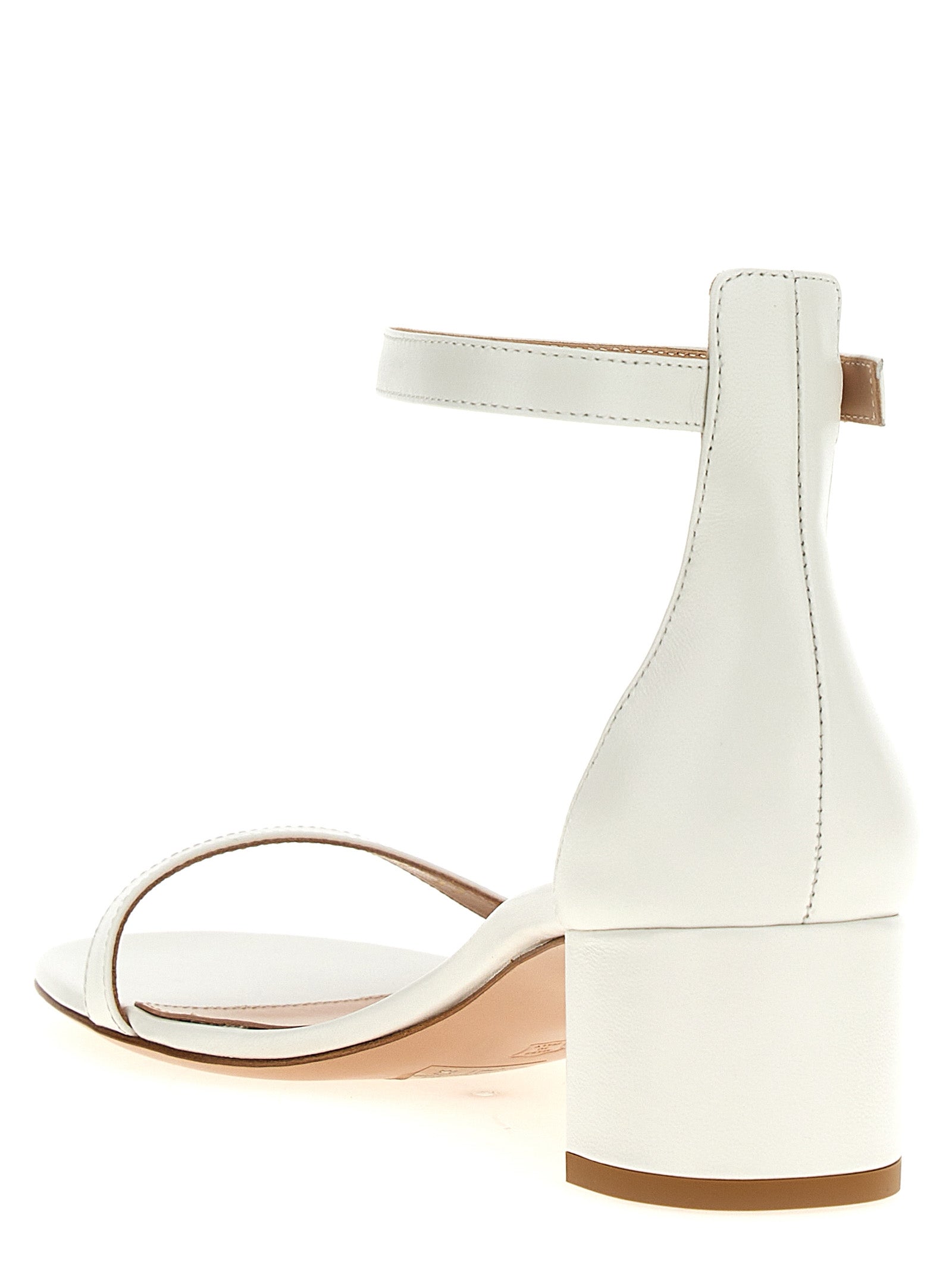White Leather Flat Sandals