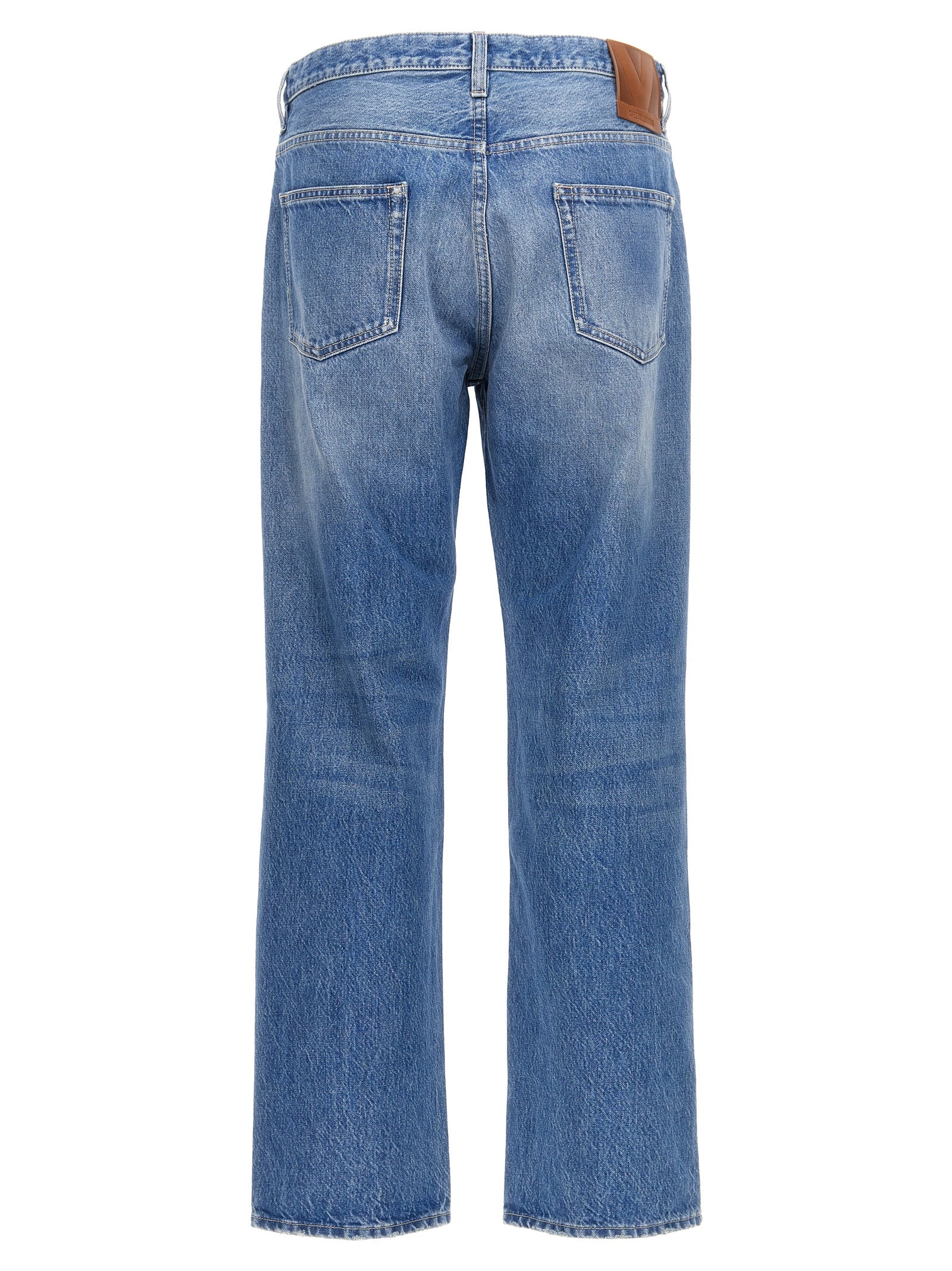 Blue Cotton Straight-Leg Jeans