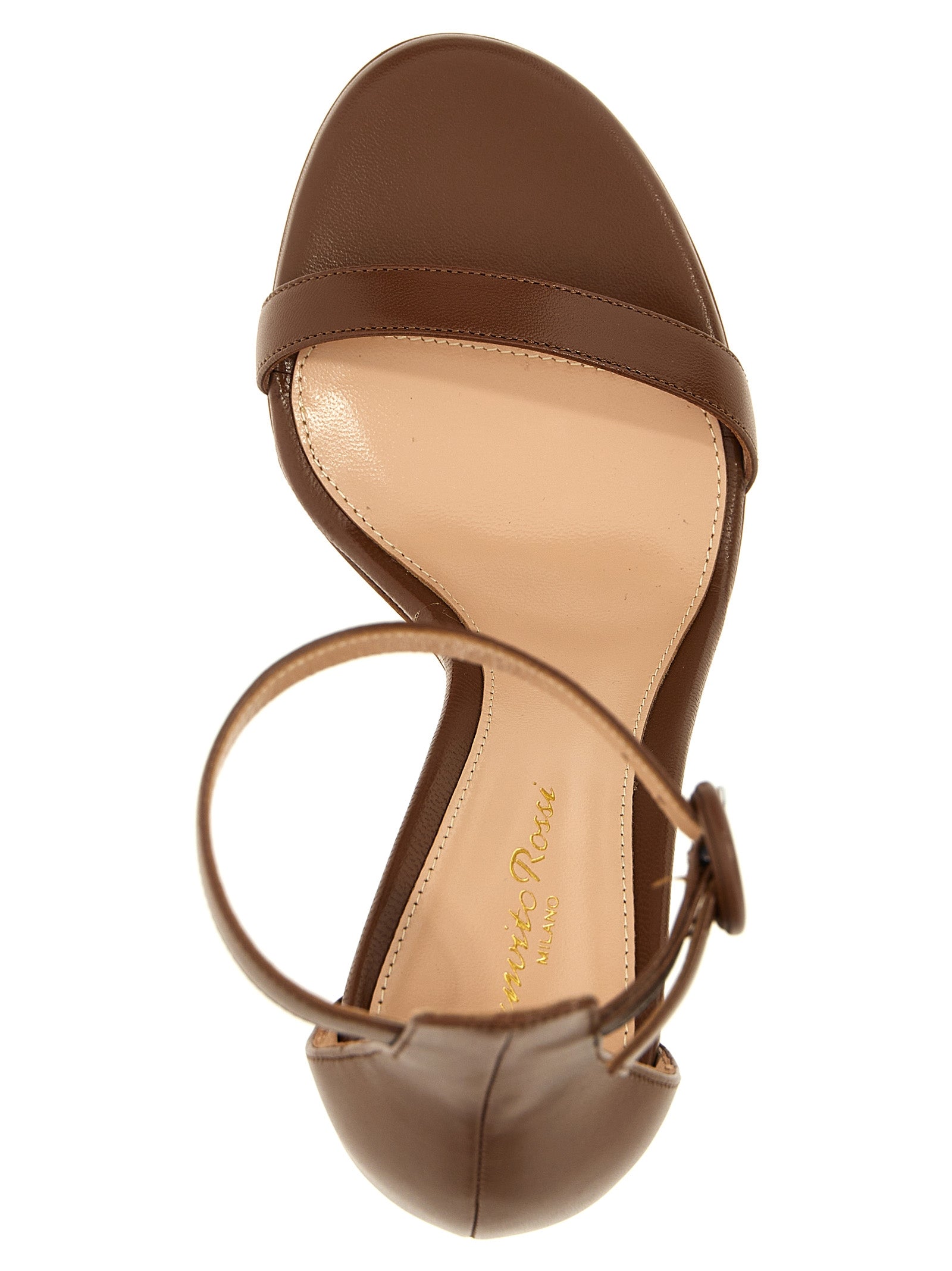 Brown Goatskin Stiletto Heel Sandals