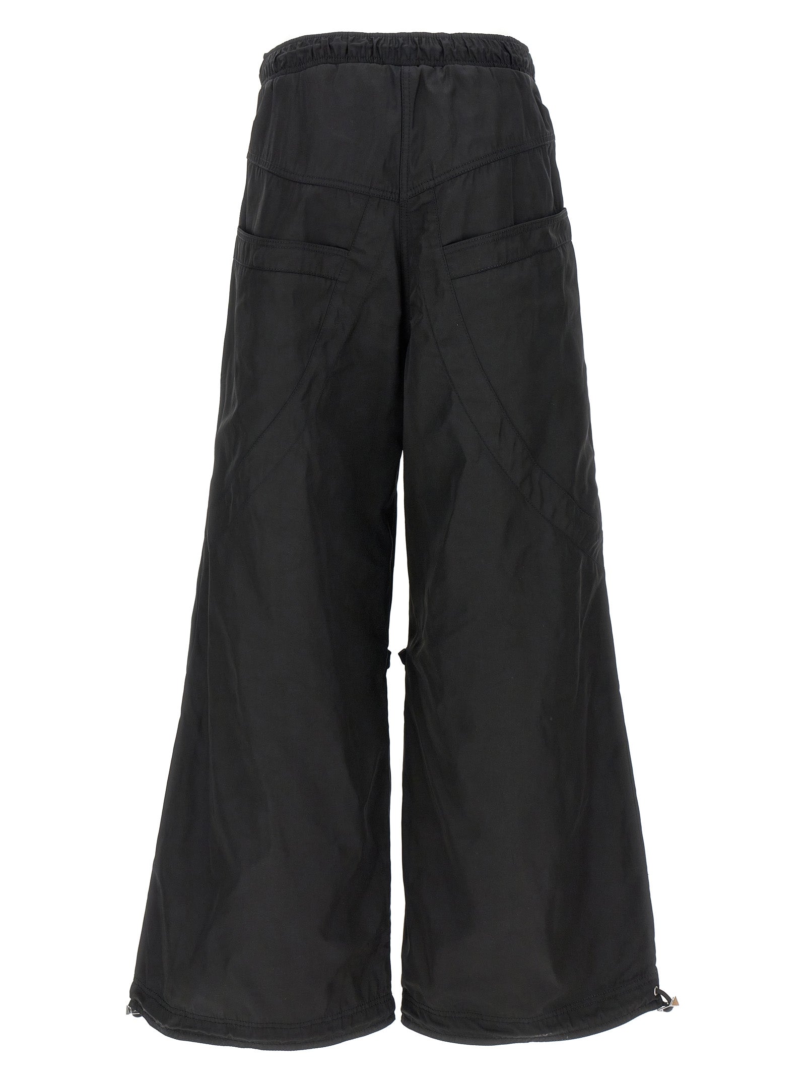 Black Polyester Casual Pants