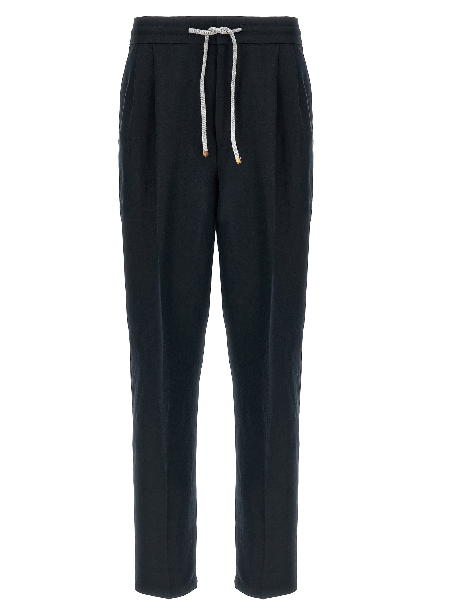 Blue Linen Casual Pants