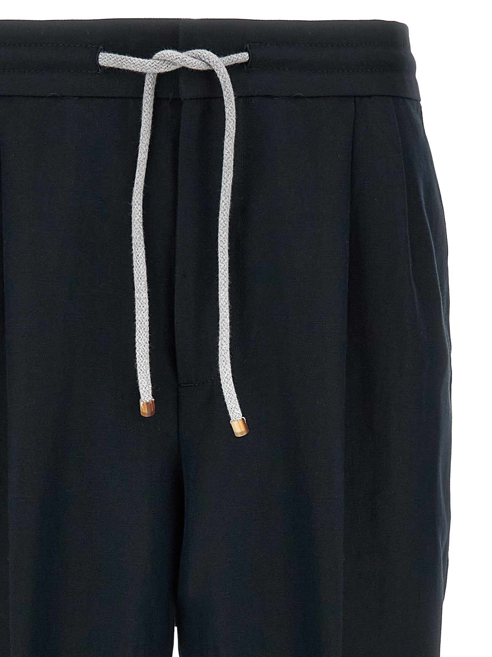 Blue Linen Casual Pants