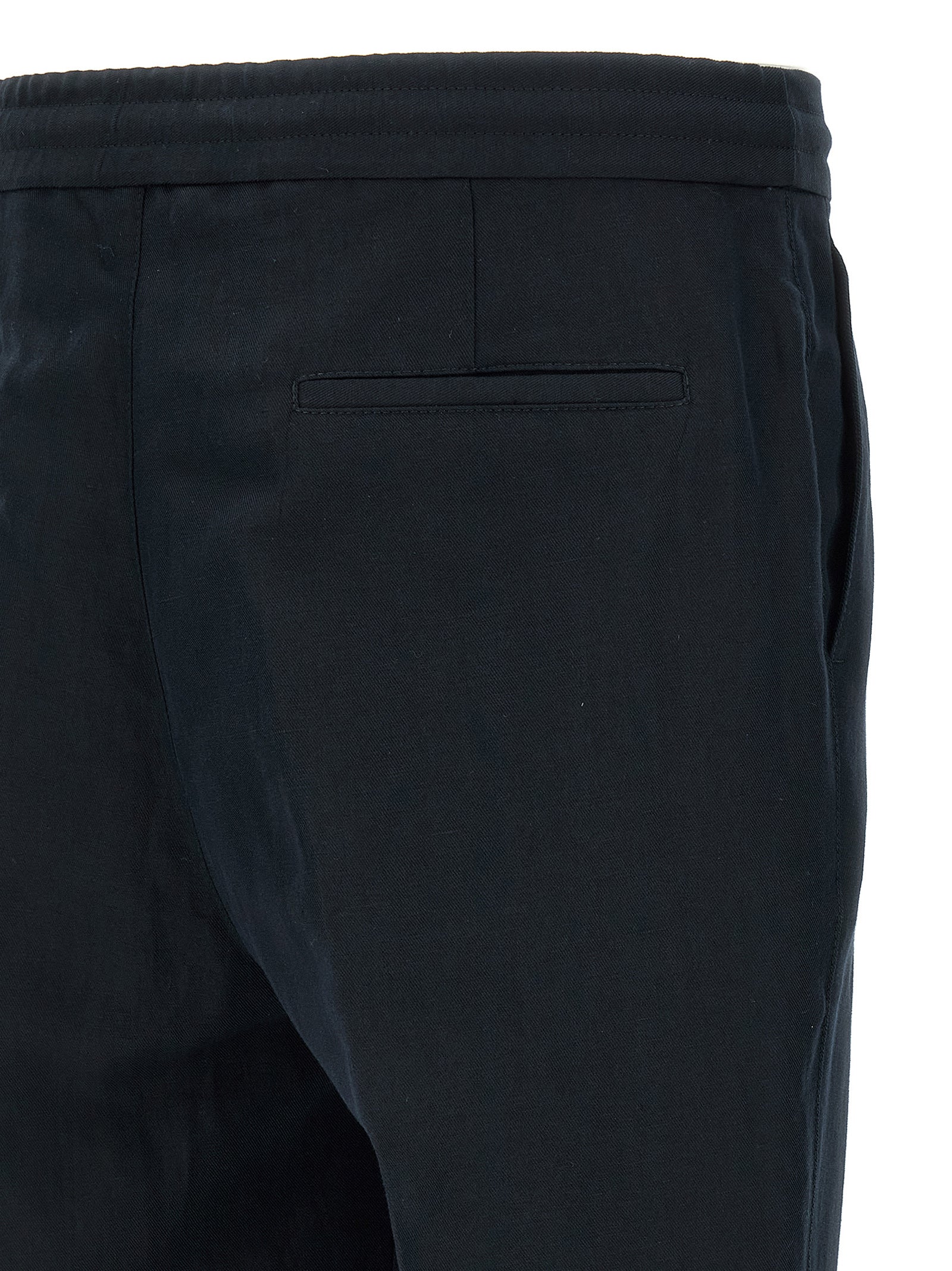 Blue Linen Casual Pants