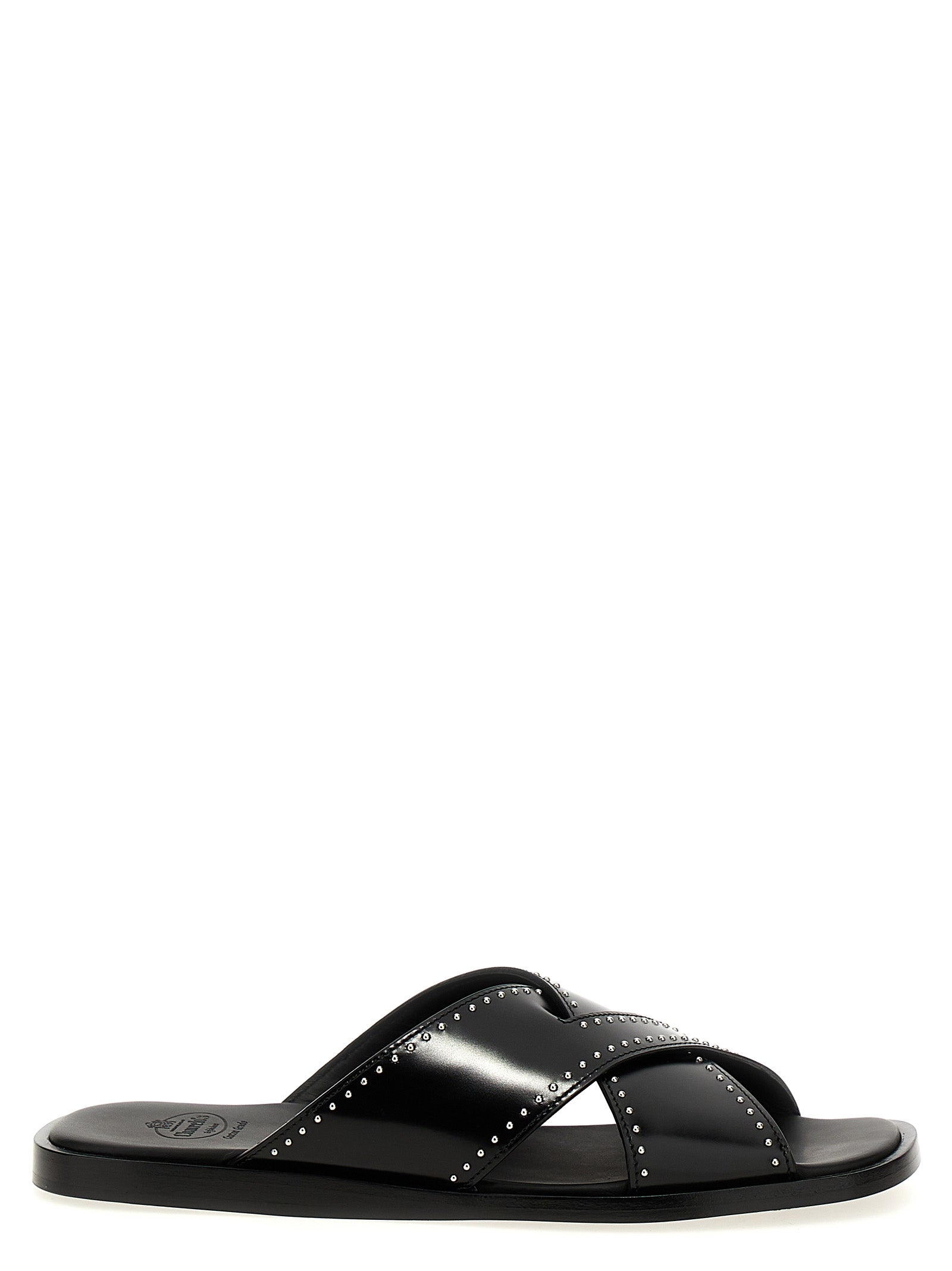 Black Calf Leather Bos Taurus Slides
