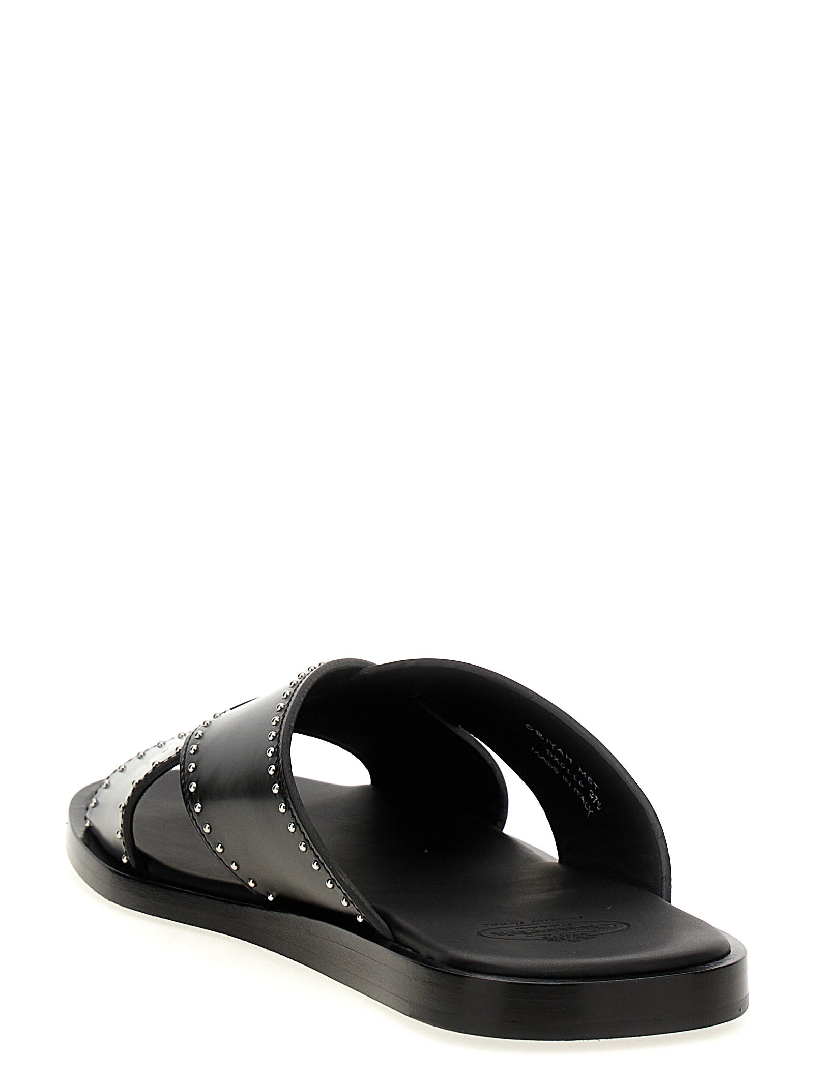 Black Calf Leather Bos Taurus Slides
