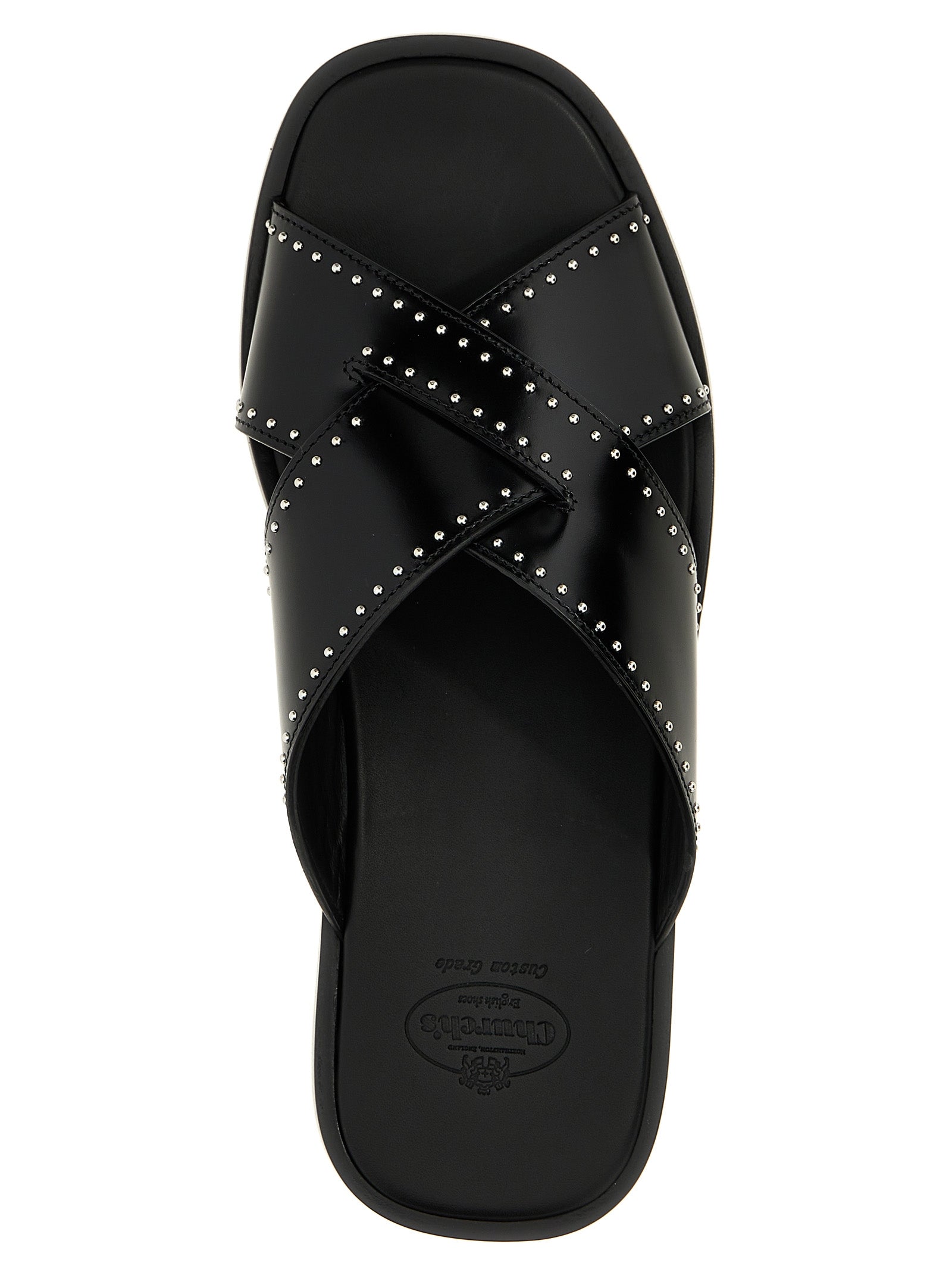 Black Calf Leather Bos Taurus Slides