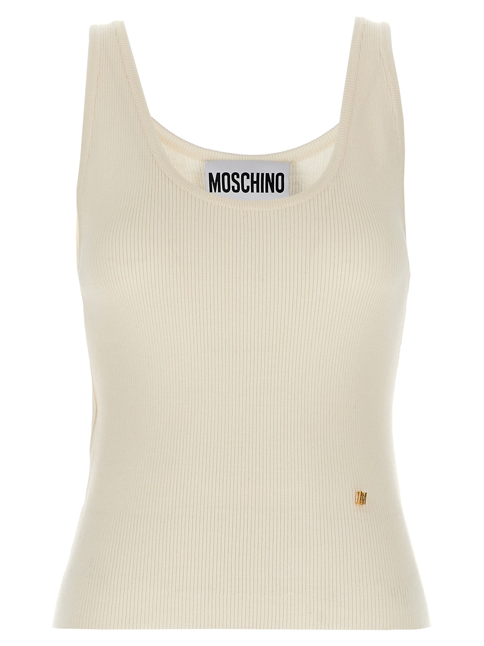 White Virgin Wool Sleeveles T-Shirt