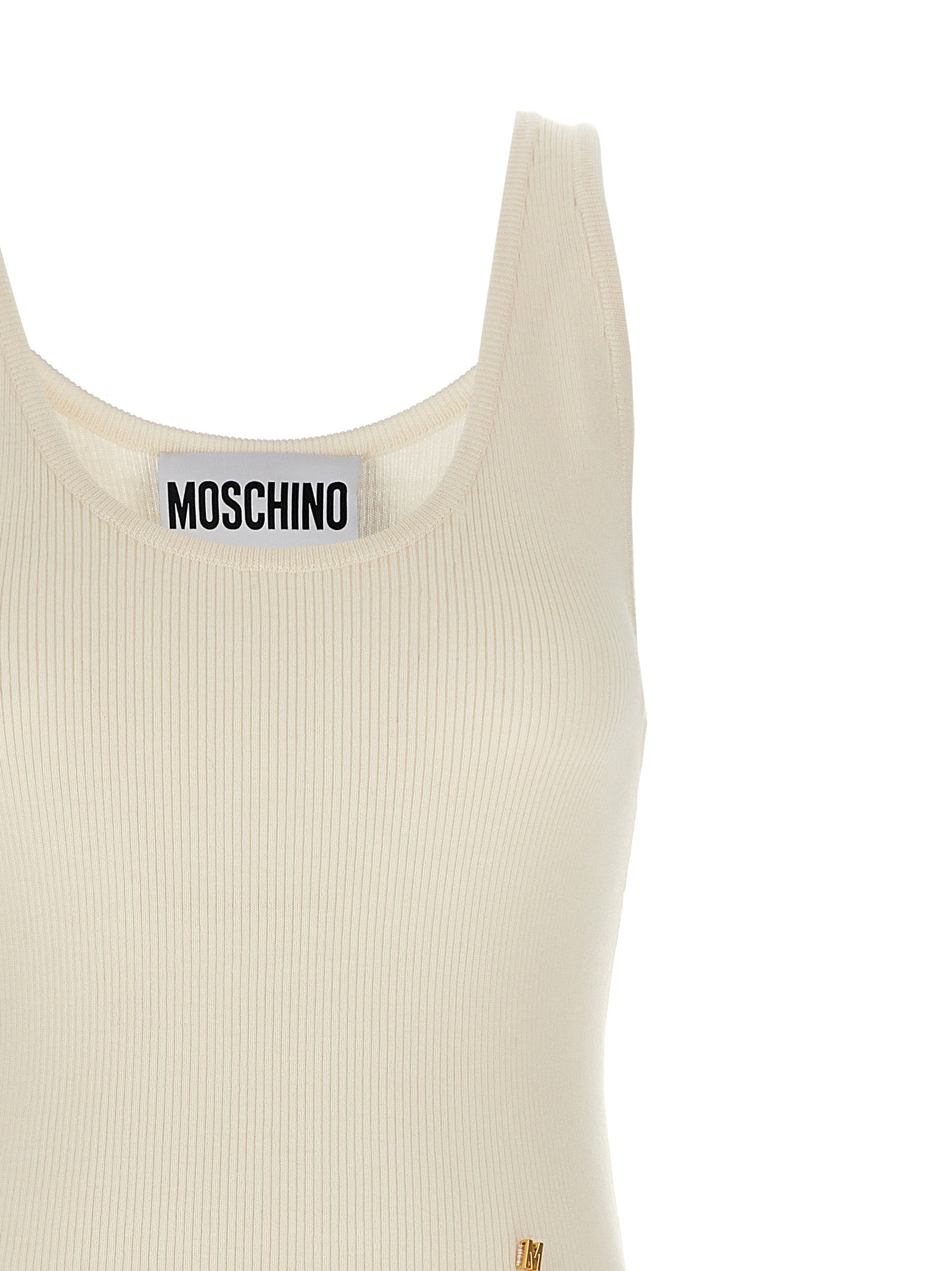 White Virgin Wool Sleeveles T-Shirt