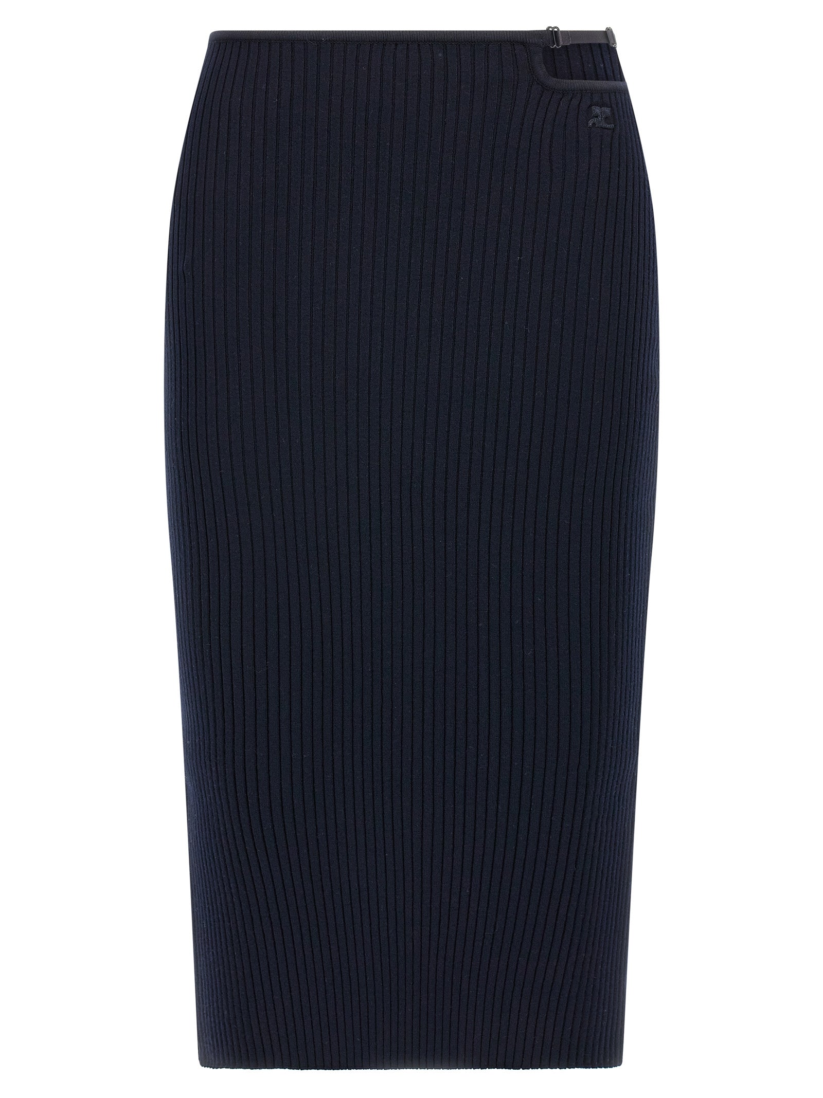 Blue Viscose Midi Skirt