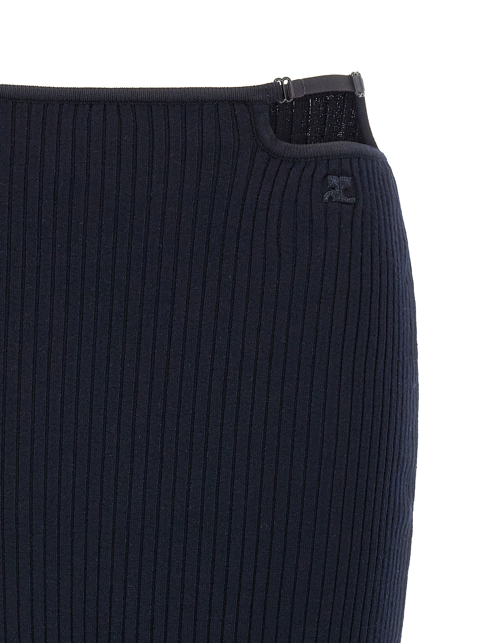 Blue Viscose Midi Skirt