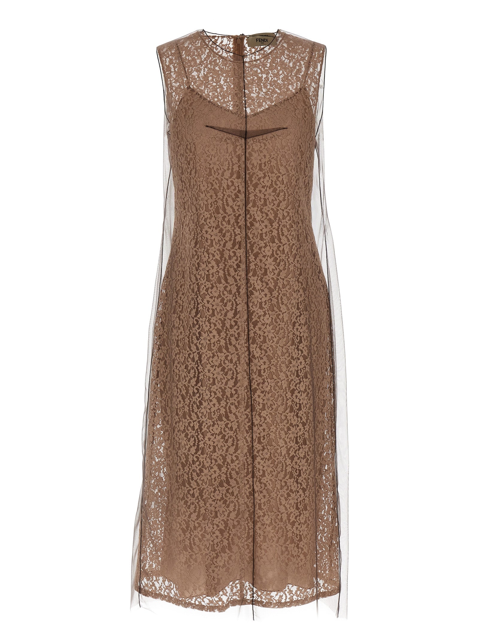 Beige Cotton Midi Dress