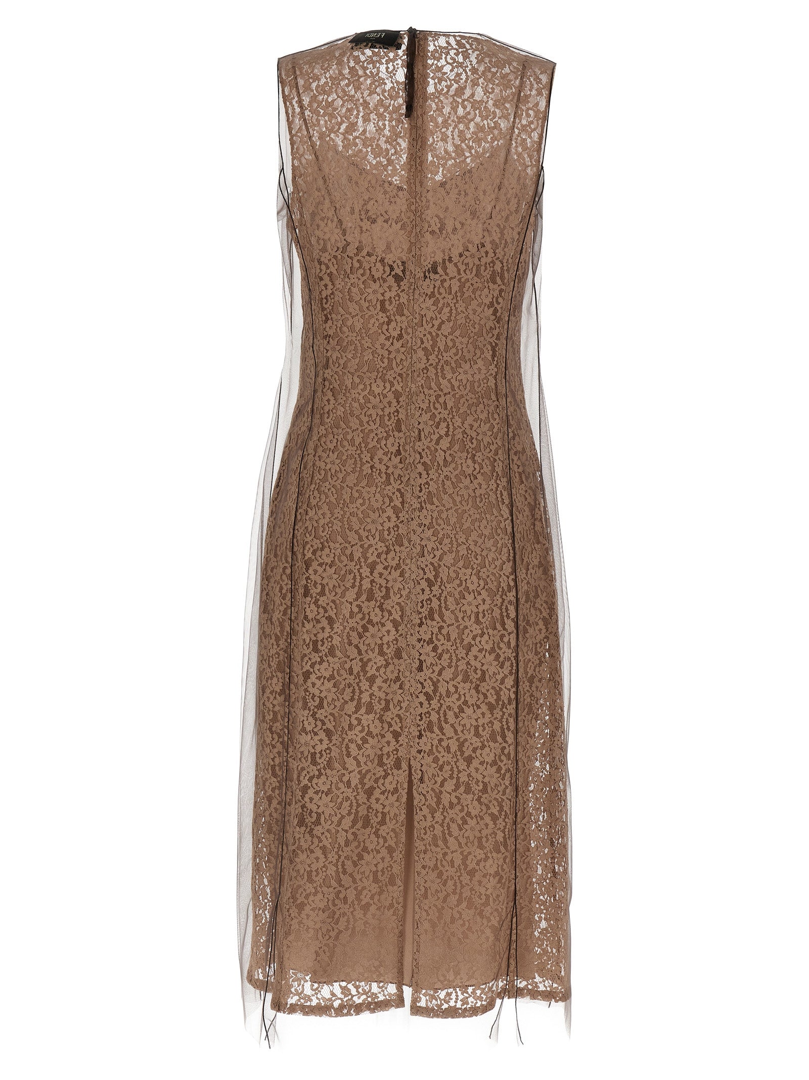 Beige Cotton Midi Dress