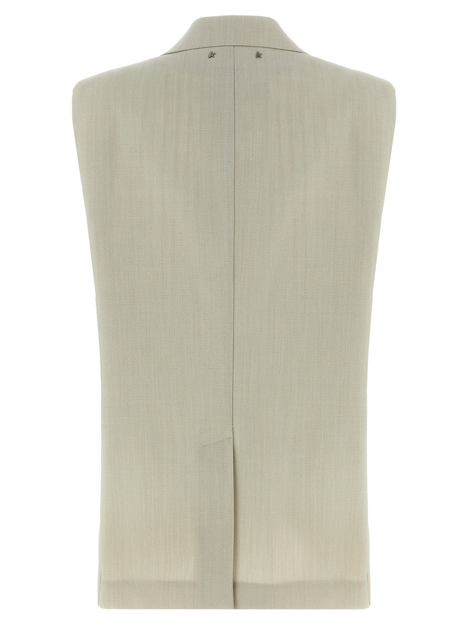 Beige Virgin Wool Sleeveless Jacket
