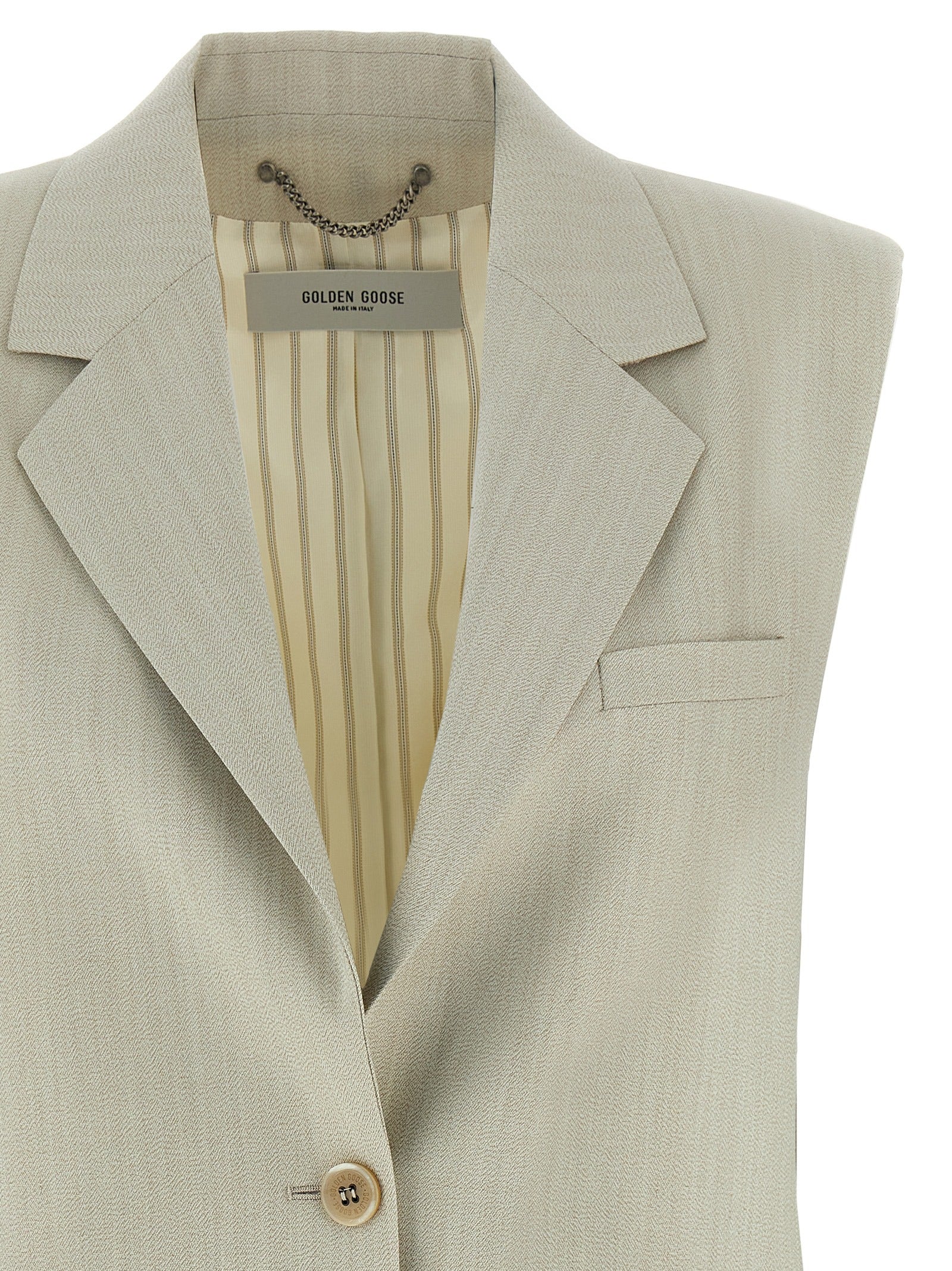 Beige Virgin Wool Sleeveless Jacket