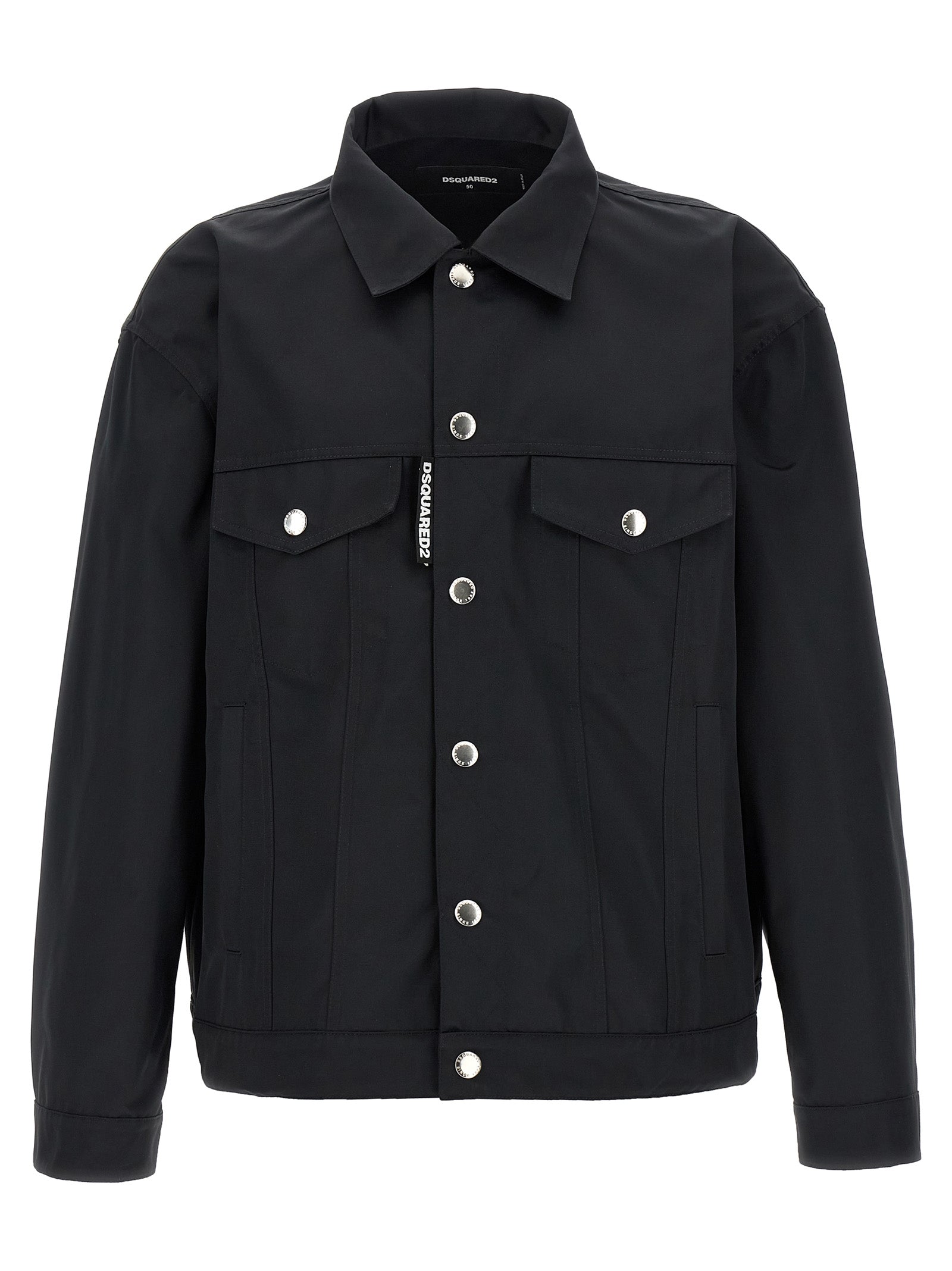 Black Polyester Full-Length Jacket