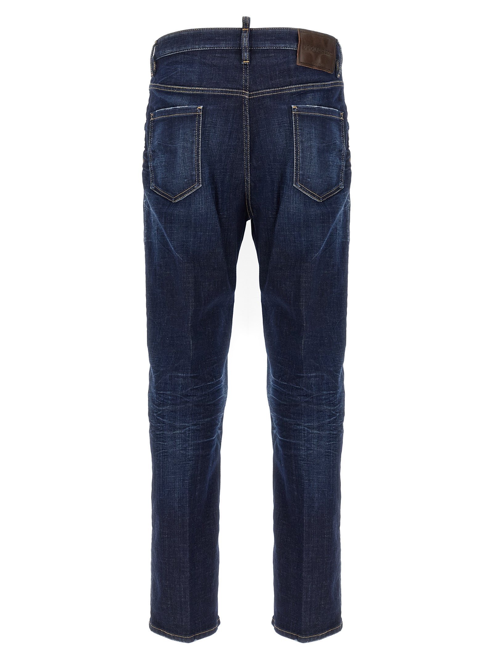 Blue Cotton Straight-Leg Jeans