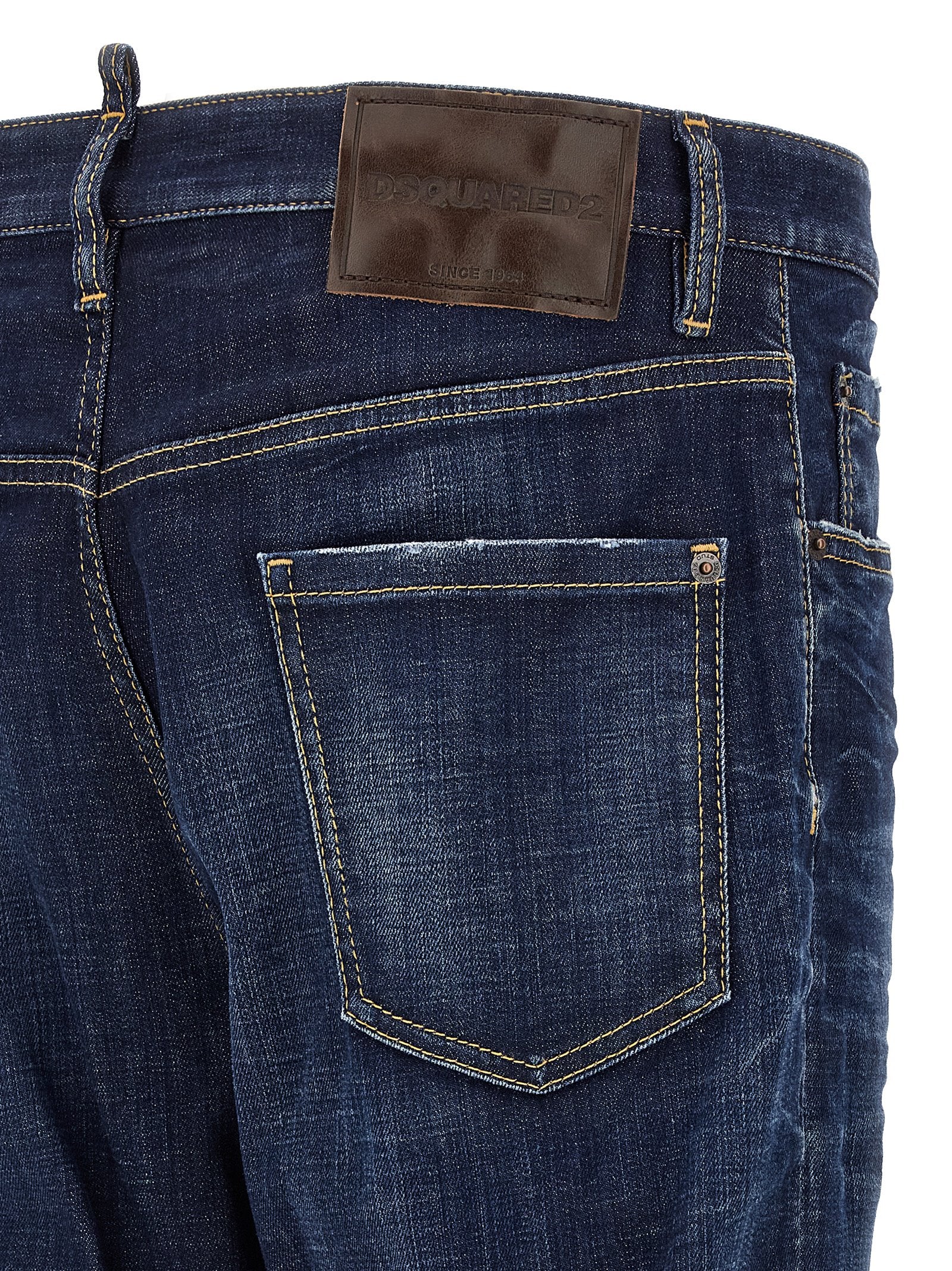 Blue Cotton Straight-Leg Jeans