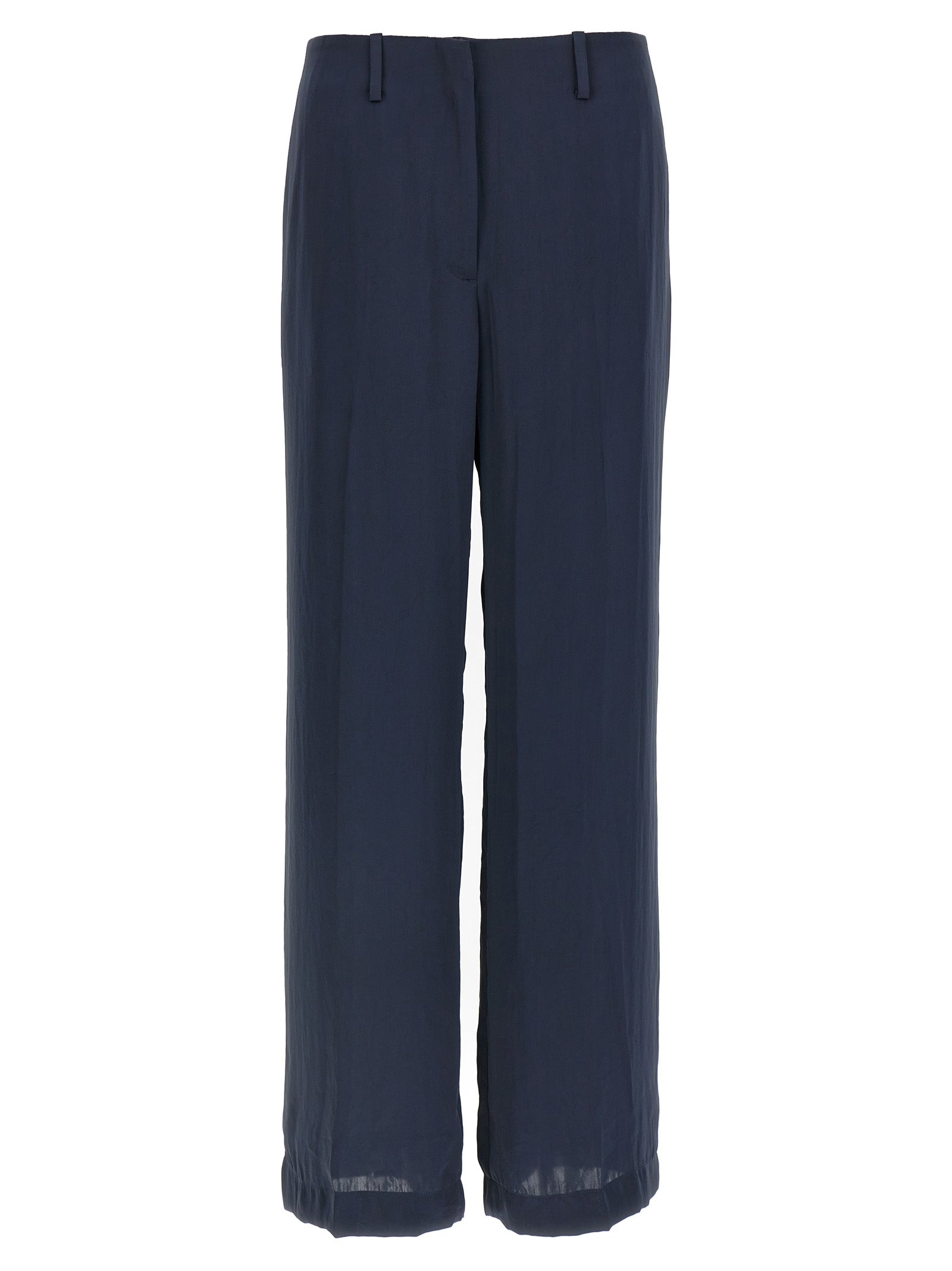 Blue Polyester Casual Pants