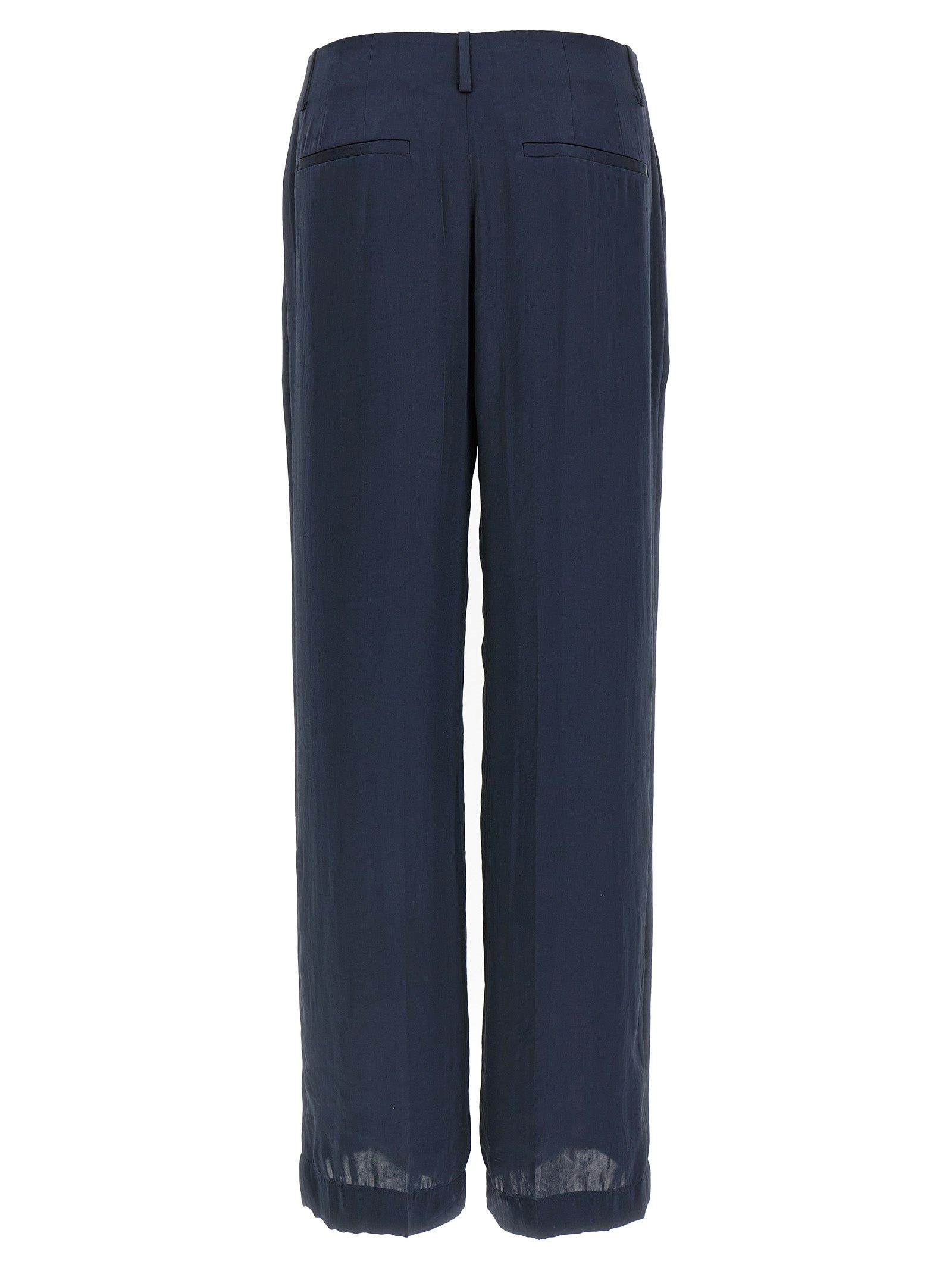 Blue Polyester Casual Pants