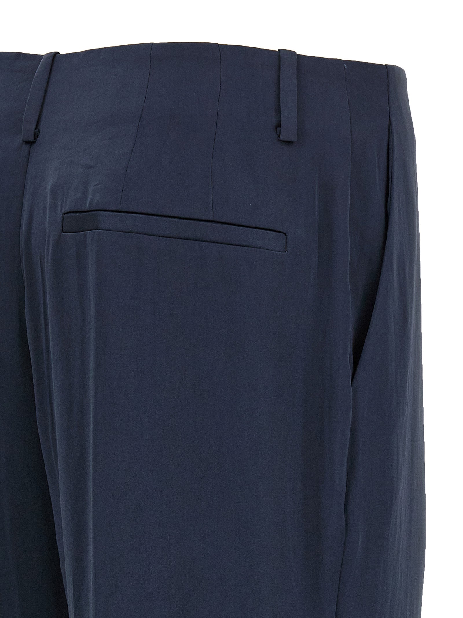 Blue Polyester Casual Pants