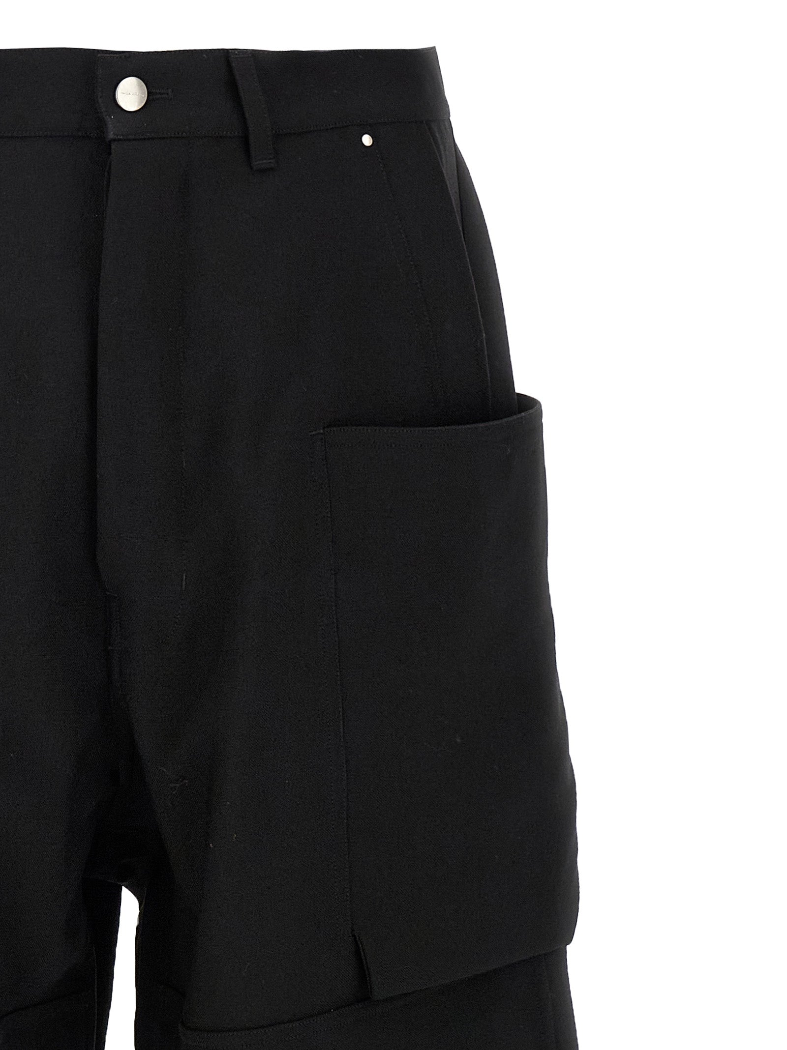 Black Virgin Wool Cargo Pants