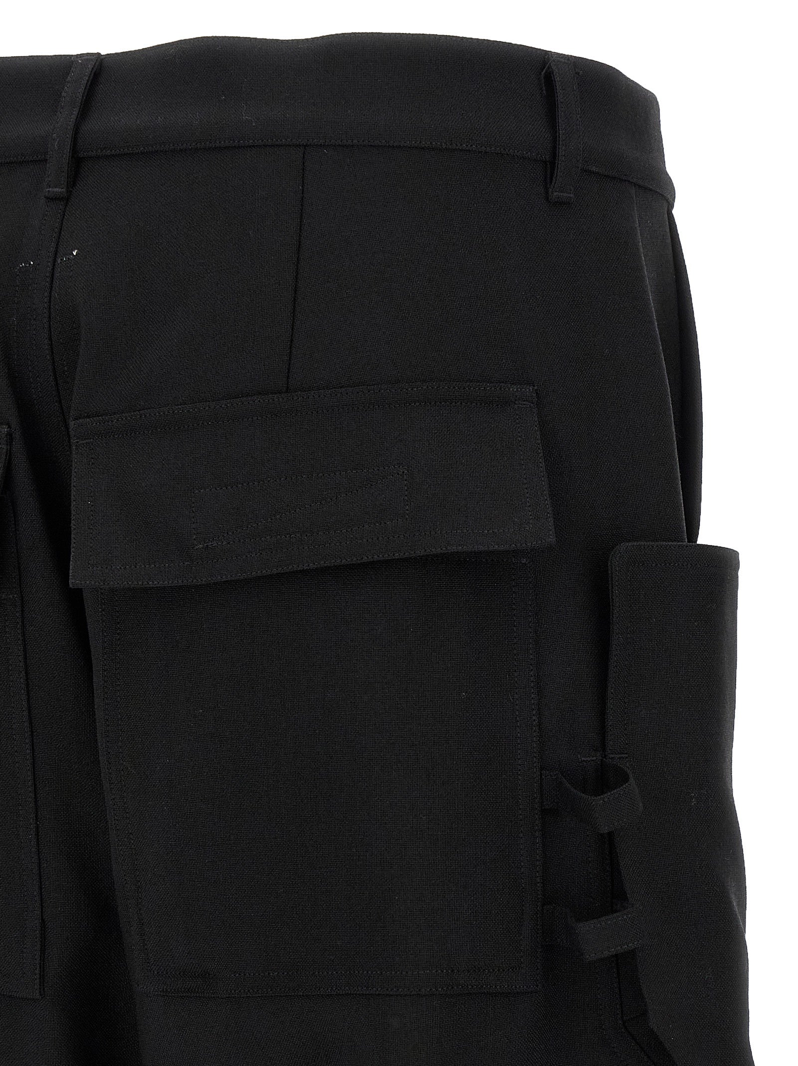 Black Virgin Wool Cargo Pants