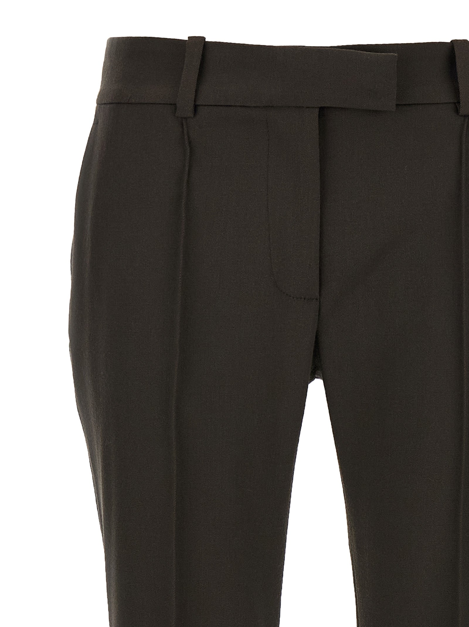 Brown Virgin Wool Flared Pants