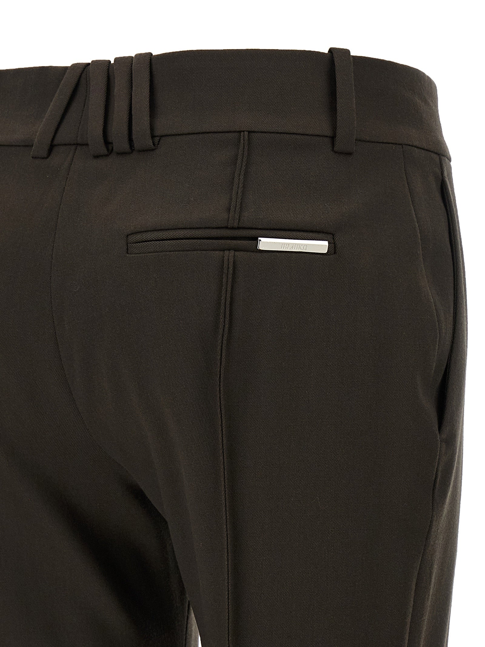 Brown Virgin Wool Flared Pants