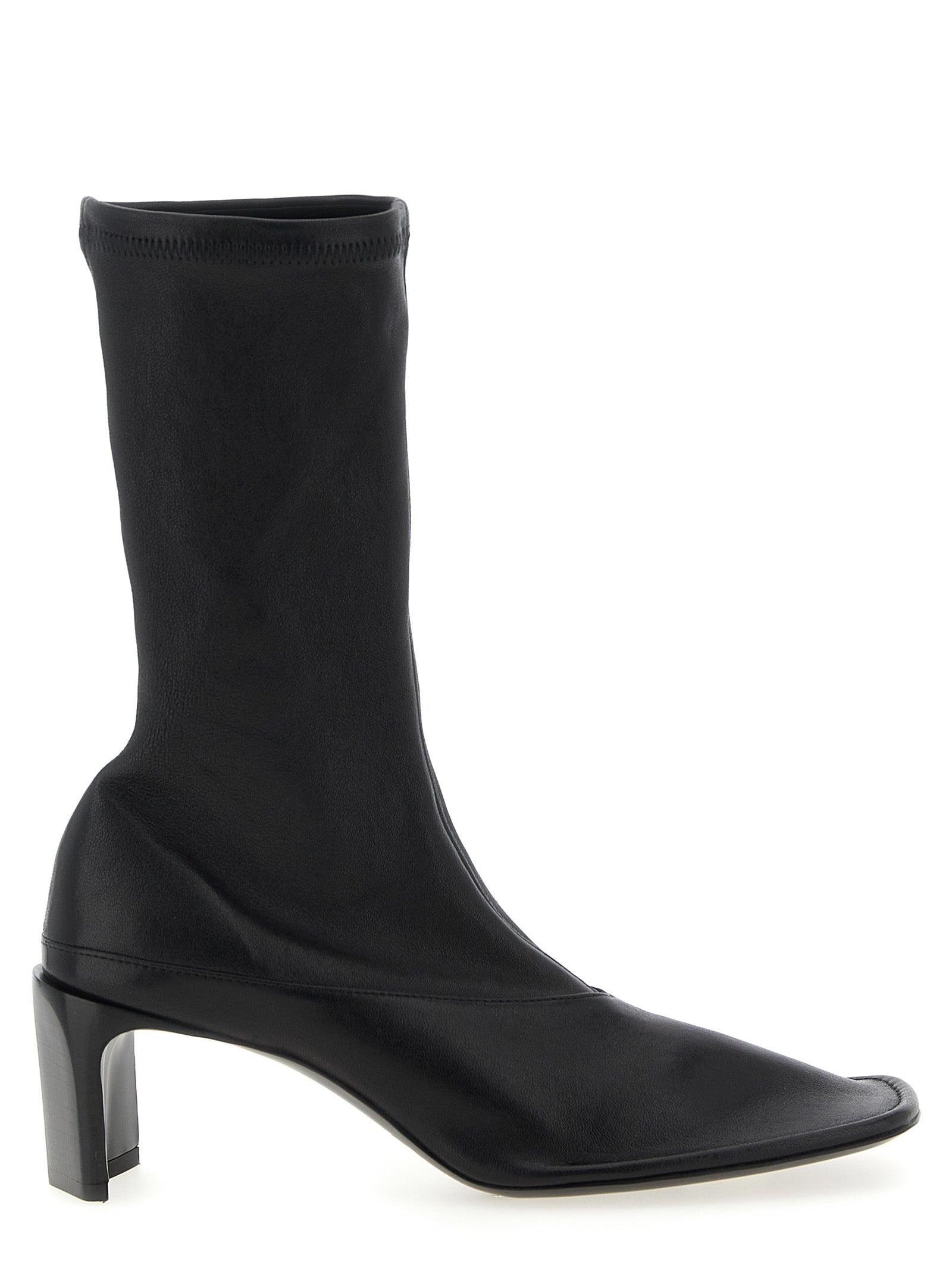 Black Lamb Leather Ankle Boots