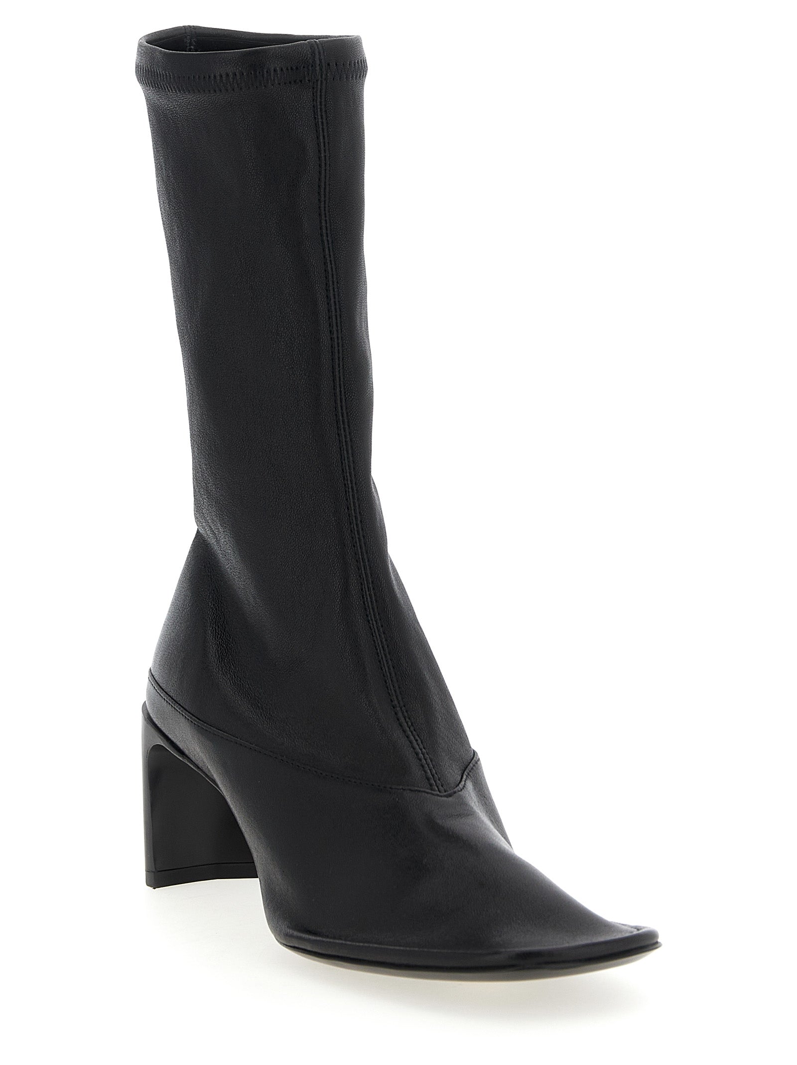 Black Lamb Leather Ankle Boots