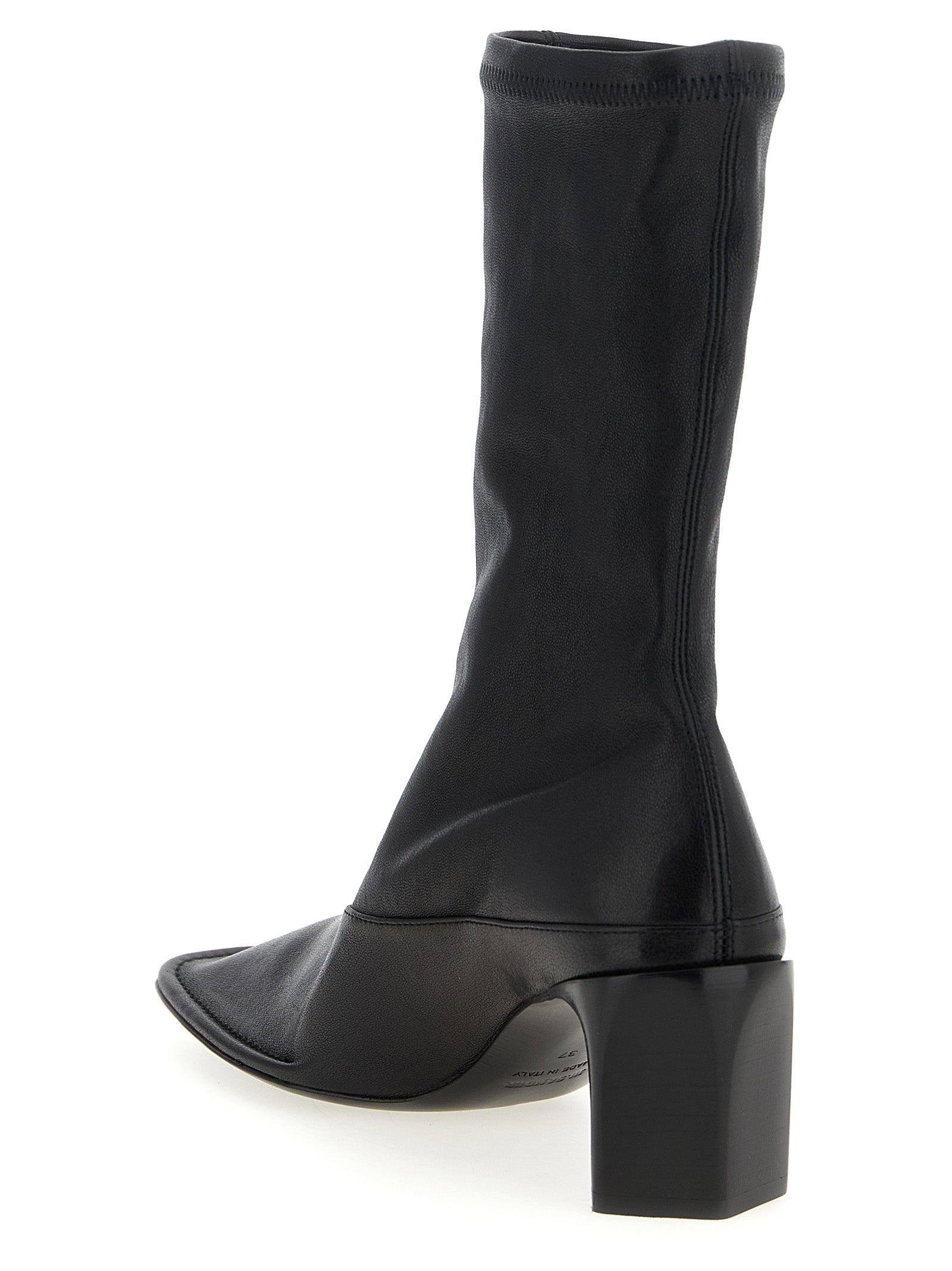 Black Lamb Leather Ankle Boots