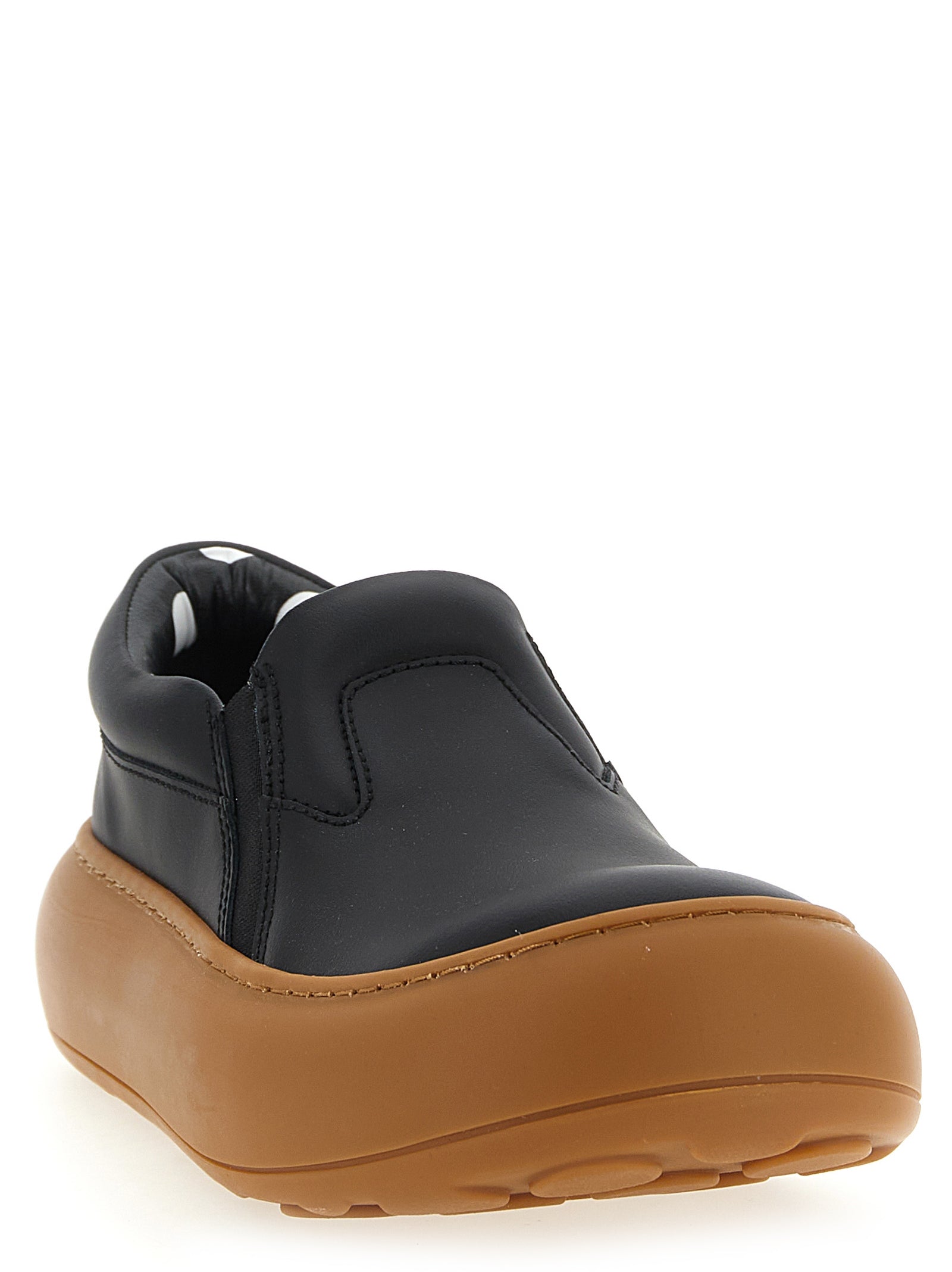 Black Leather Chunky Sneakers