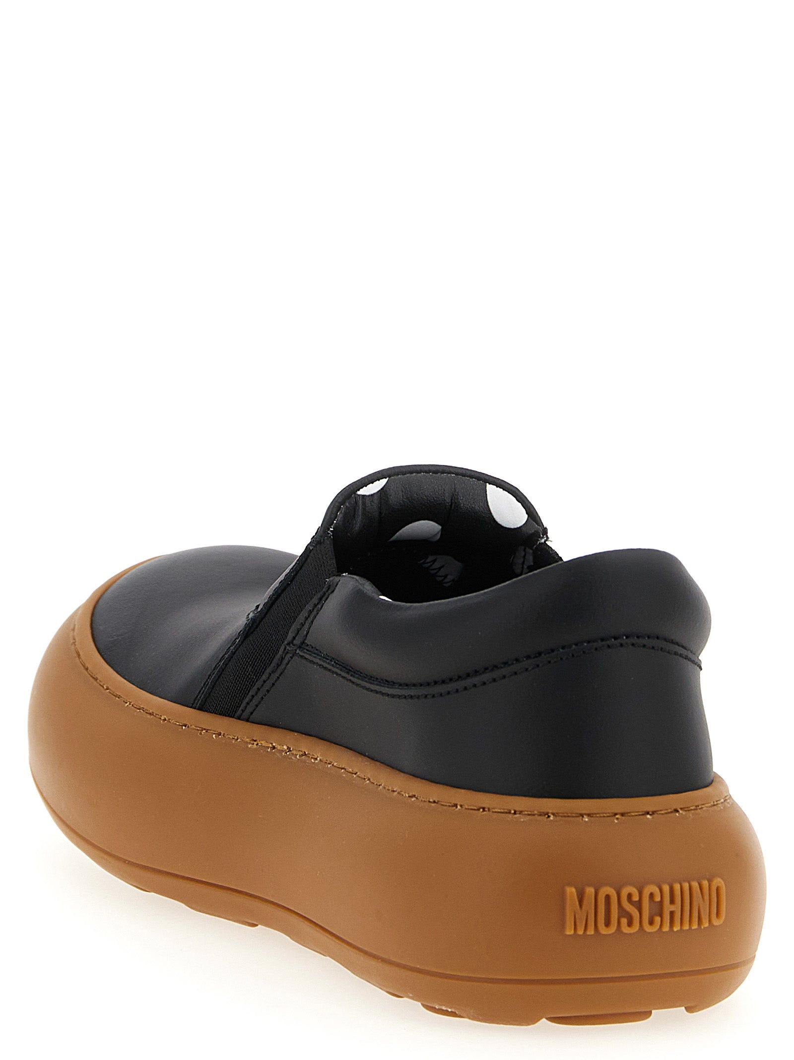 Black Leather Chunky Sneakers